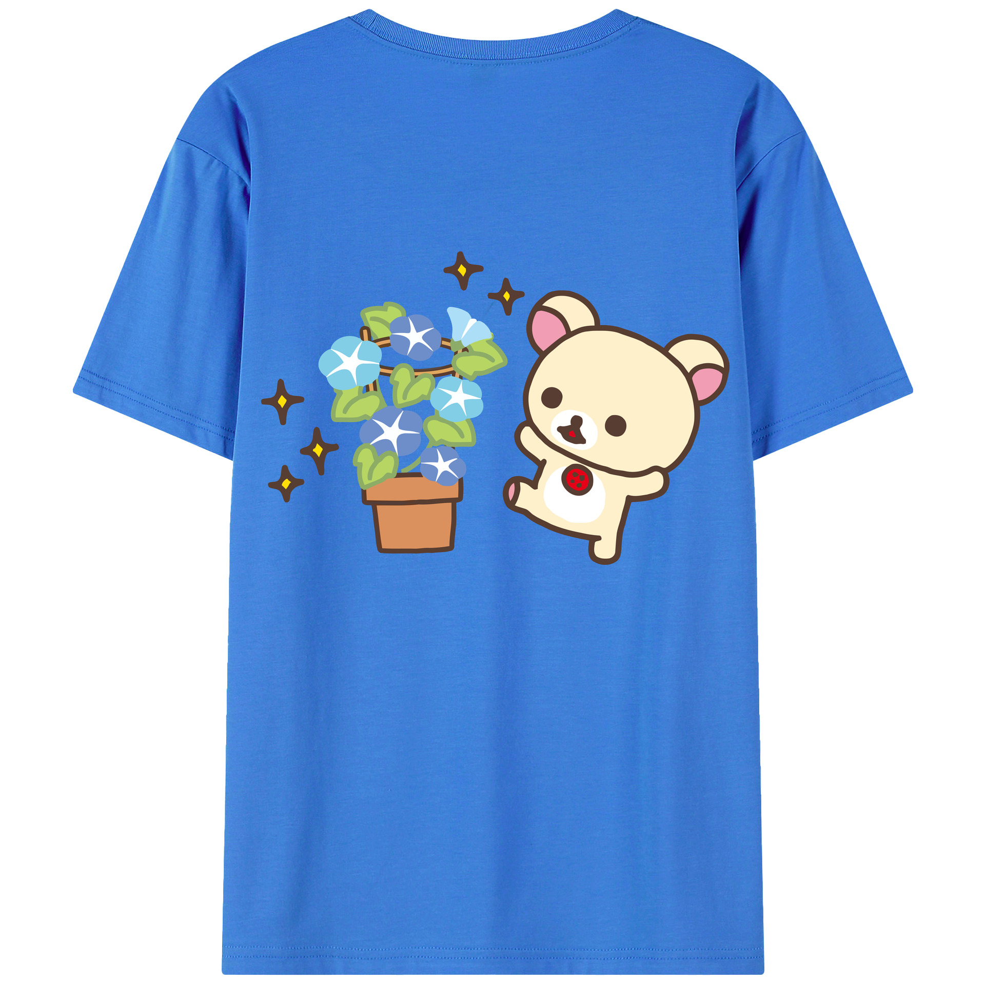 （画像用） リラックマ リラックマ キイロイトリ Rilakkuma Korilakkuma Kiiroitori 綿100％ メンズ半袖Tシャツ（バックプリント） 通気性