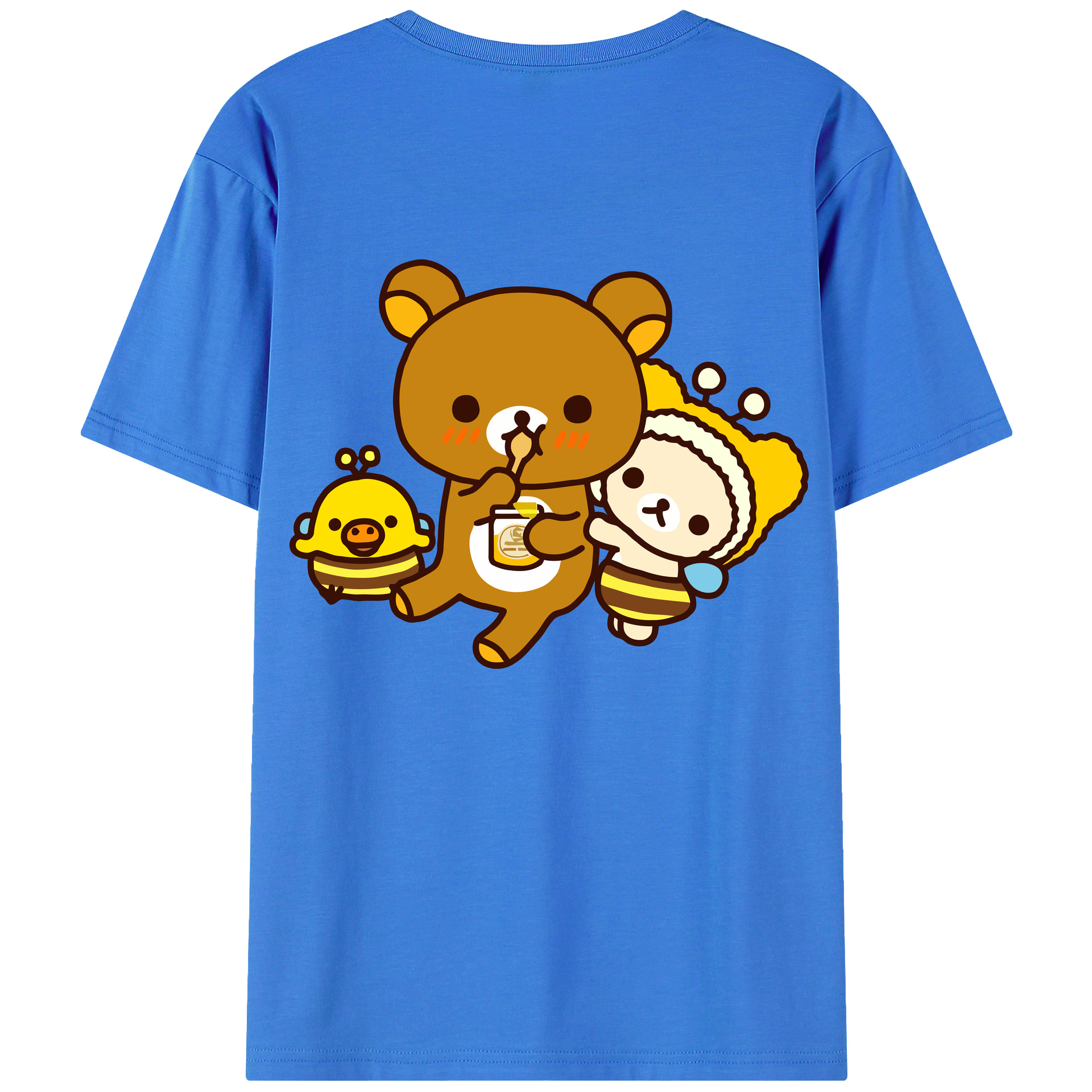 （画像用） リラックマ リラックマ キイロイトリ Rilakkuma Korilakkuma Kiiroitori 綿100％ メンズ半袖Tシャツ（バックプリント） 通気性