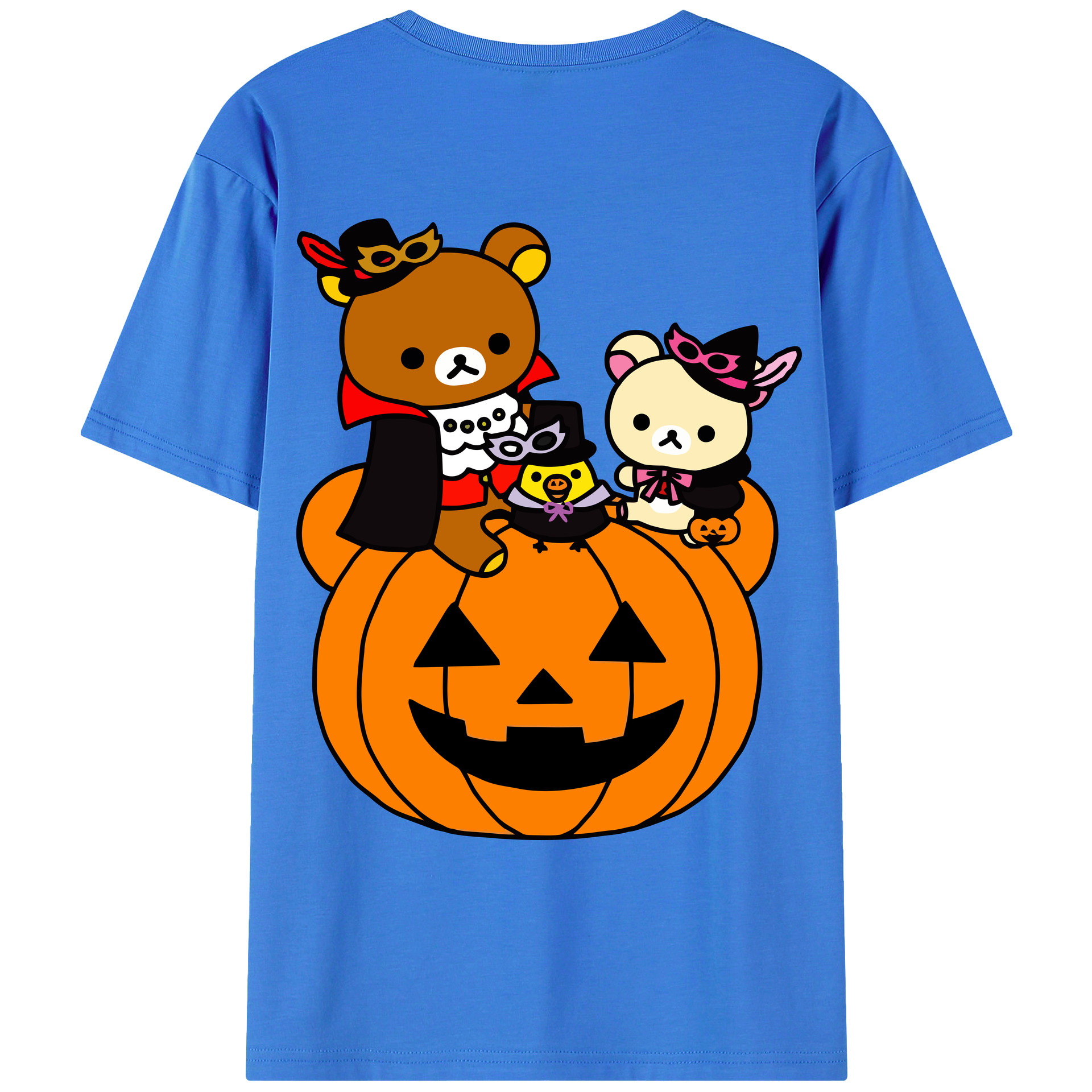 （画像用） リラックマ リラックマ キイロイトリ Rilakkuma Korilakkuma Kiiroitori 綿100％ メンズ半袖Tシャツ（バックプリント） 通気性