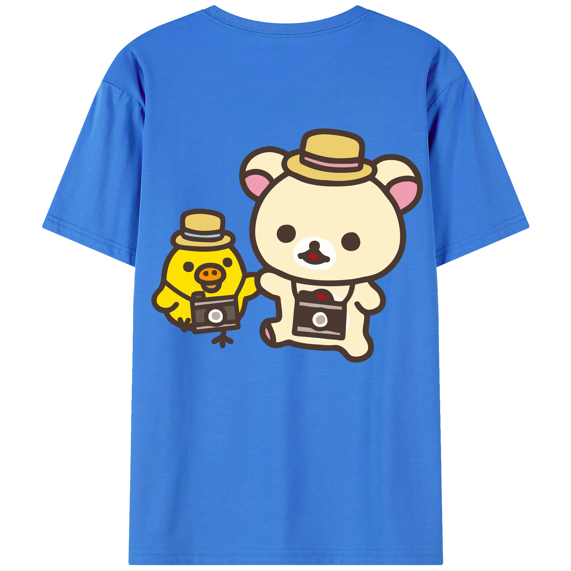（画像用） リラックマ リラックマ キイロイトリ Rilakkuma Korilakkuma Kiiroitori 綿100％ メンズ半袖Tシャツ（バックプリント） 通気性