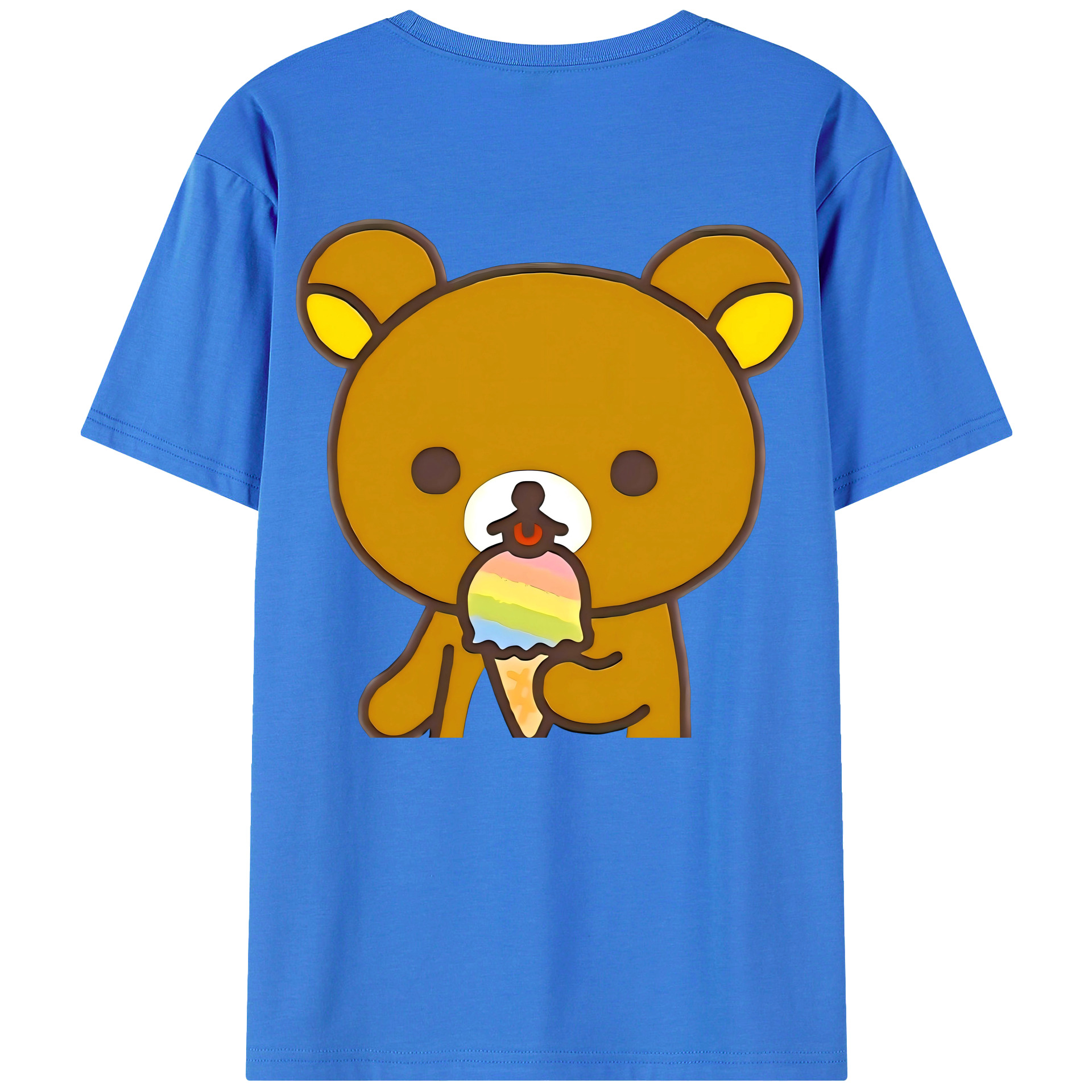 （画像用） リラックマ リラックマ キイロイトリ Rilakkuma Korilakkuma Kiiroitori 綿100％ メンズ半袖Tシャツ（バックプリント） 通気性