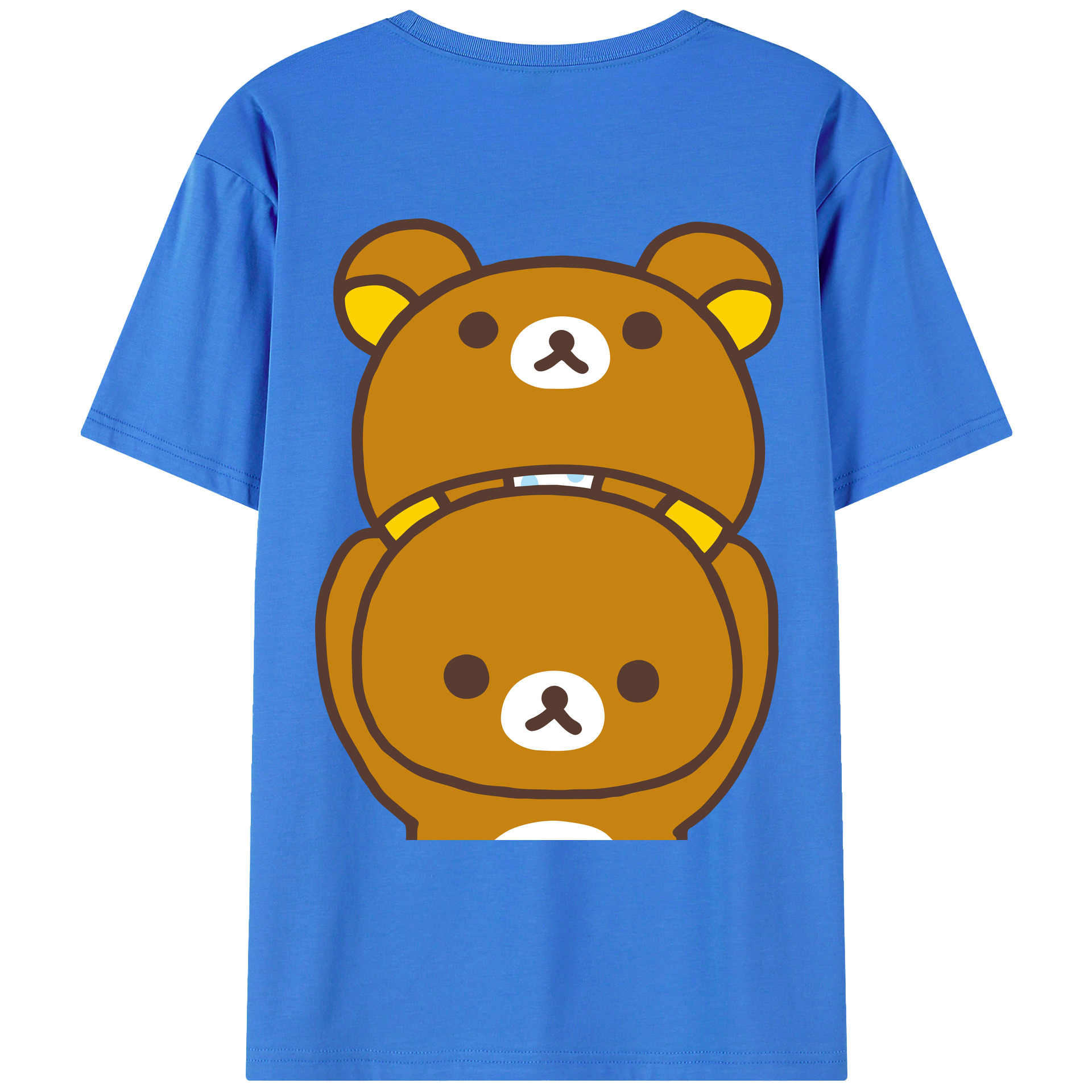 （画像用） リラックマ リラックマ キイロイトリ Rilakkuma Korilakkuma Kiiroitori 綿100％ メンズ半袖Tシャツ（バックプリント） 通気性