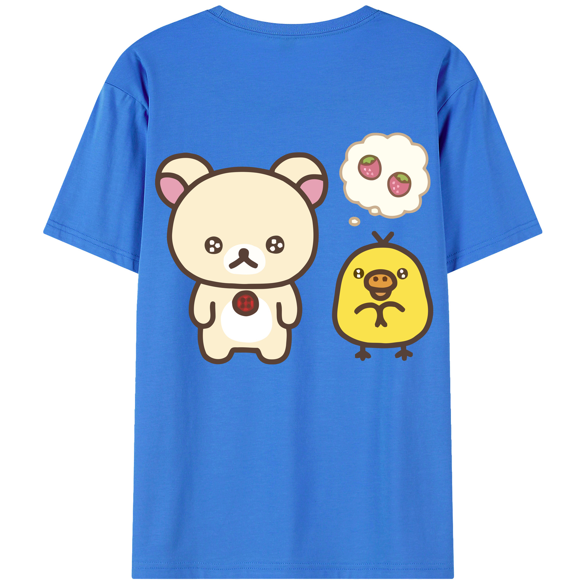 （画像用） リラックマ リラックマ キイロイトリ Rilakkuma Korilakkuma Kiiroitori 綿100％ メンズ半袖Tシャツ（バックプリント） 通気性
