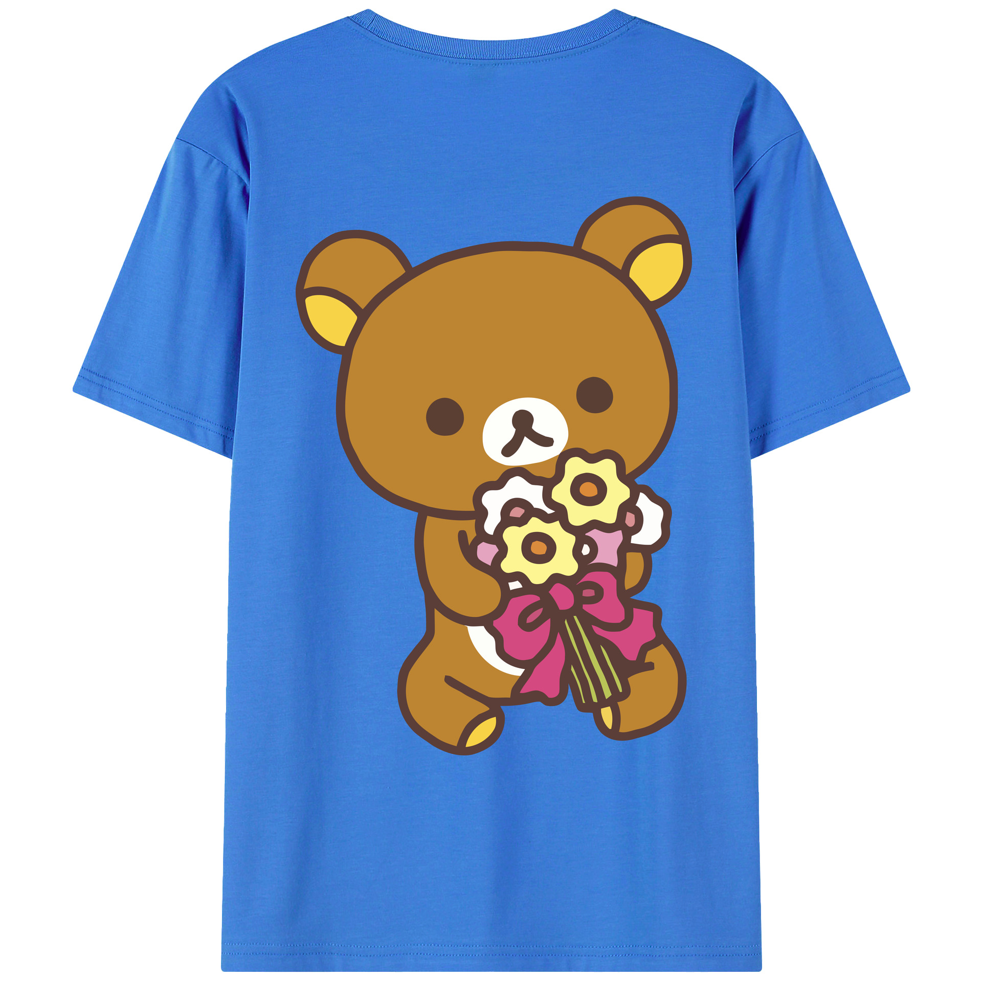 （画像用） リラックマ リラックマ キイロイトリ Rilakkuma Korilakkuma Kiiroitori 綿100％ メンズ半袖Tシャツ（バックプリント） 通気性