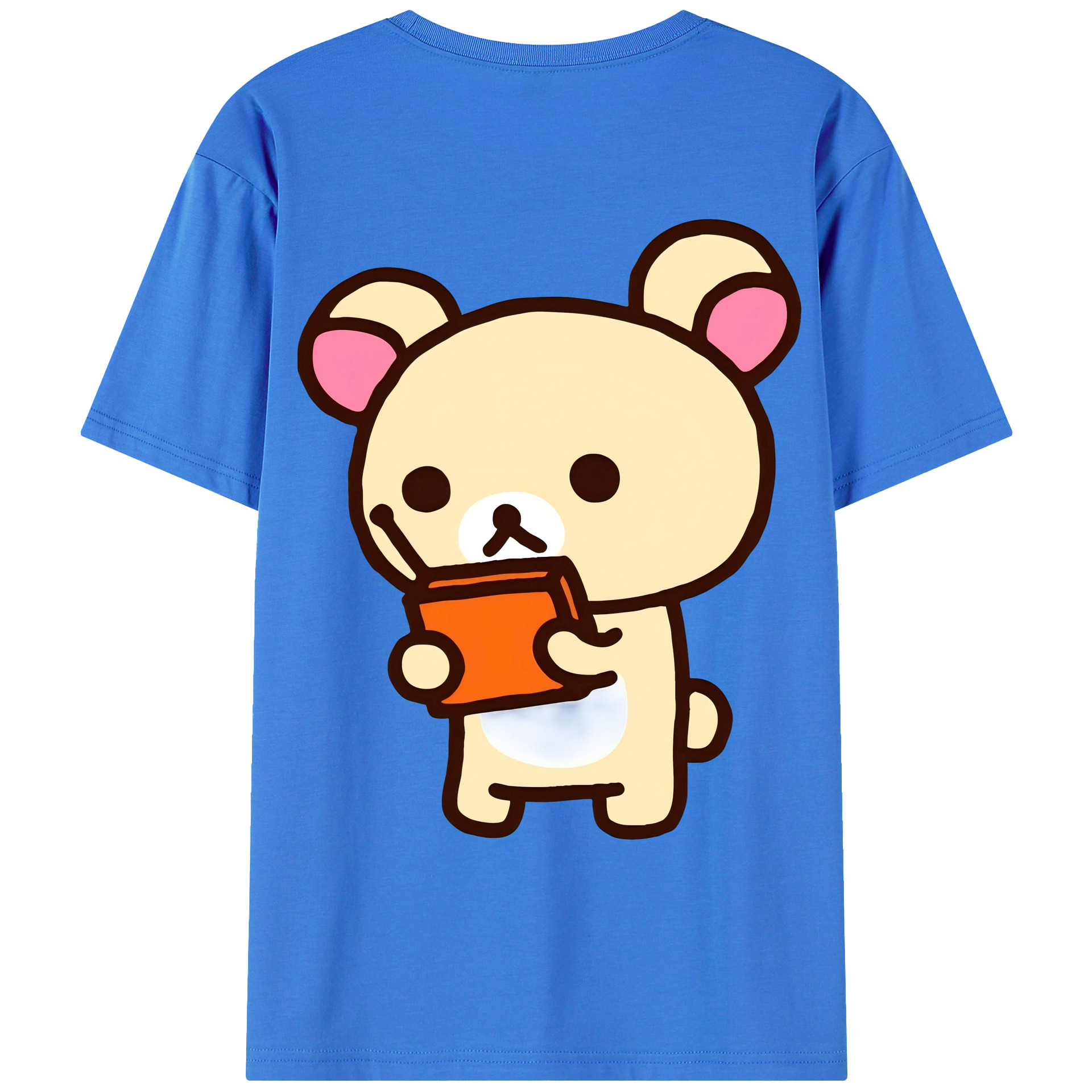 （画像用） リラックマ リラックマ キイロイトリ Rilakkuma Korilakkuma Kiiroitori 綿100％ メンズ半袖Tシャツ（バックプリント） 通気性