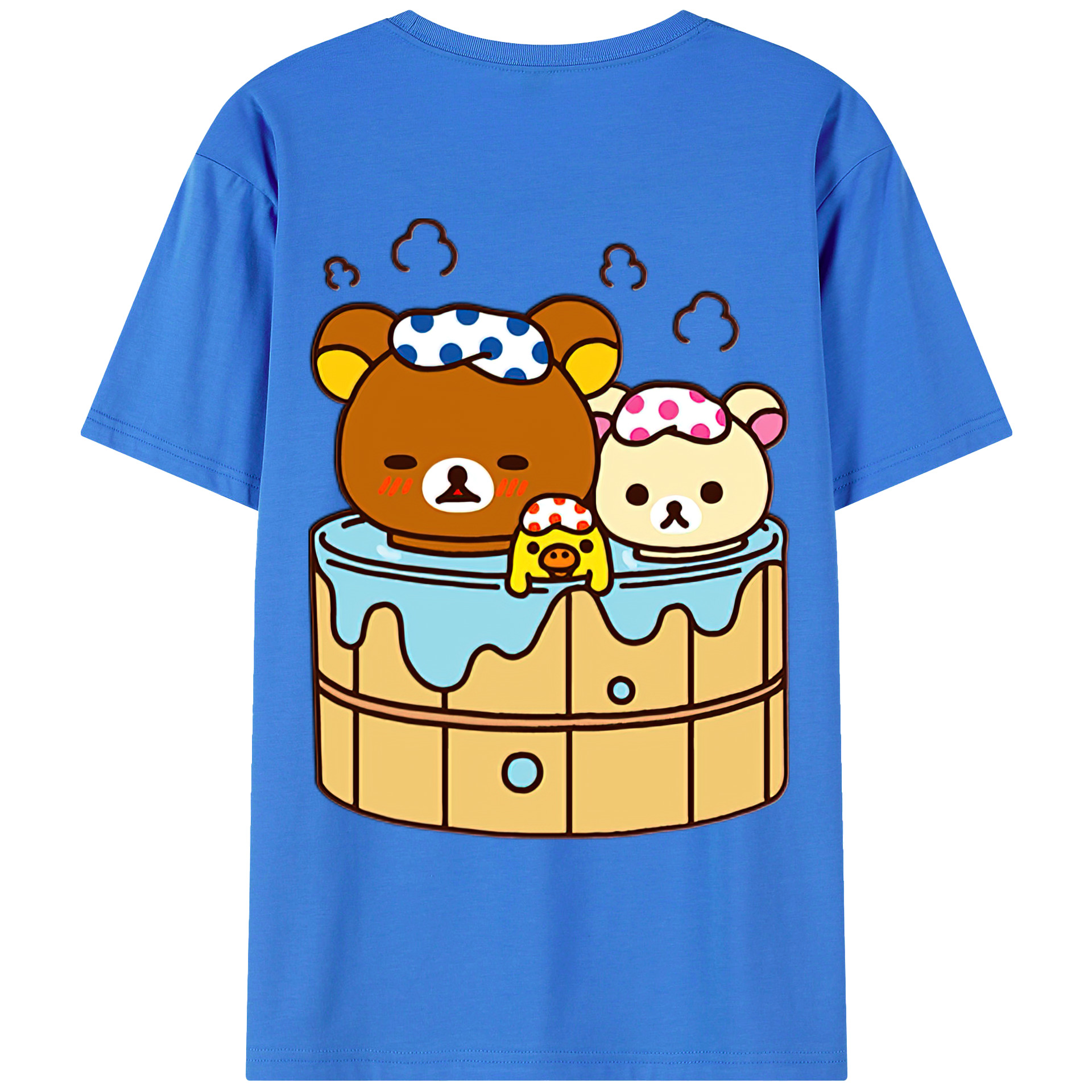 （画像用） リラックマ リラックマ キイロイトリ Rilakkuma Korilakkuma Kiiroitori 綿100％ メンズ半袖Tシャツ（バックプリント） 通気性