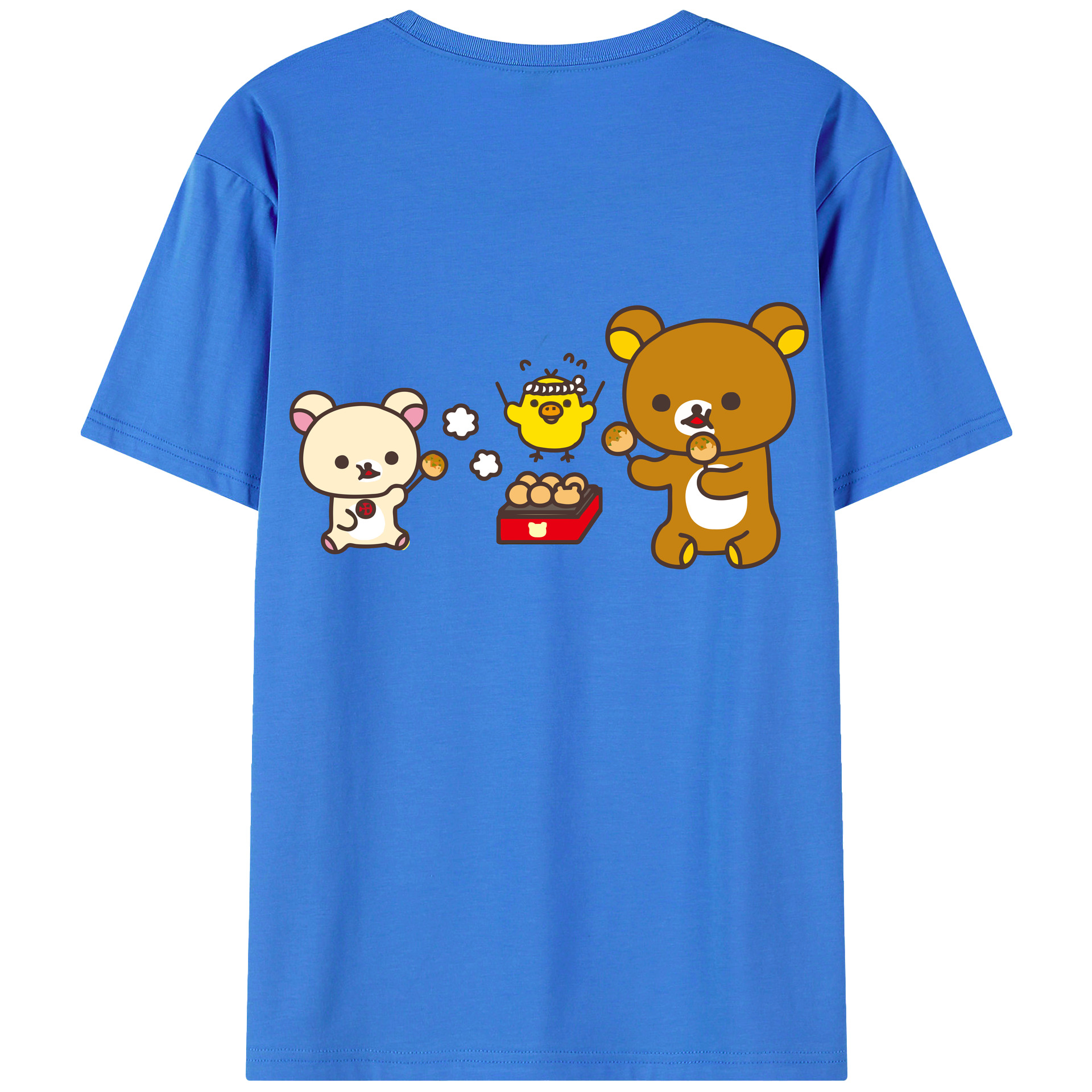 （画像用） リラックマ リラックマ キイロイトリ Rilakkuma Korilakkuma Kiiroitori 綿100％ メンズ半袖Tシャツ（バックプリント） 通気性