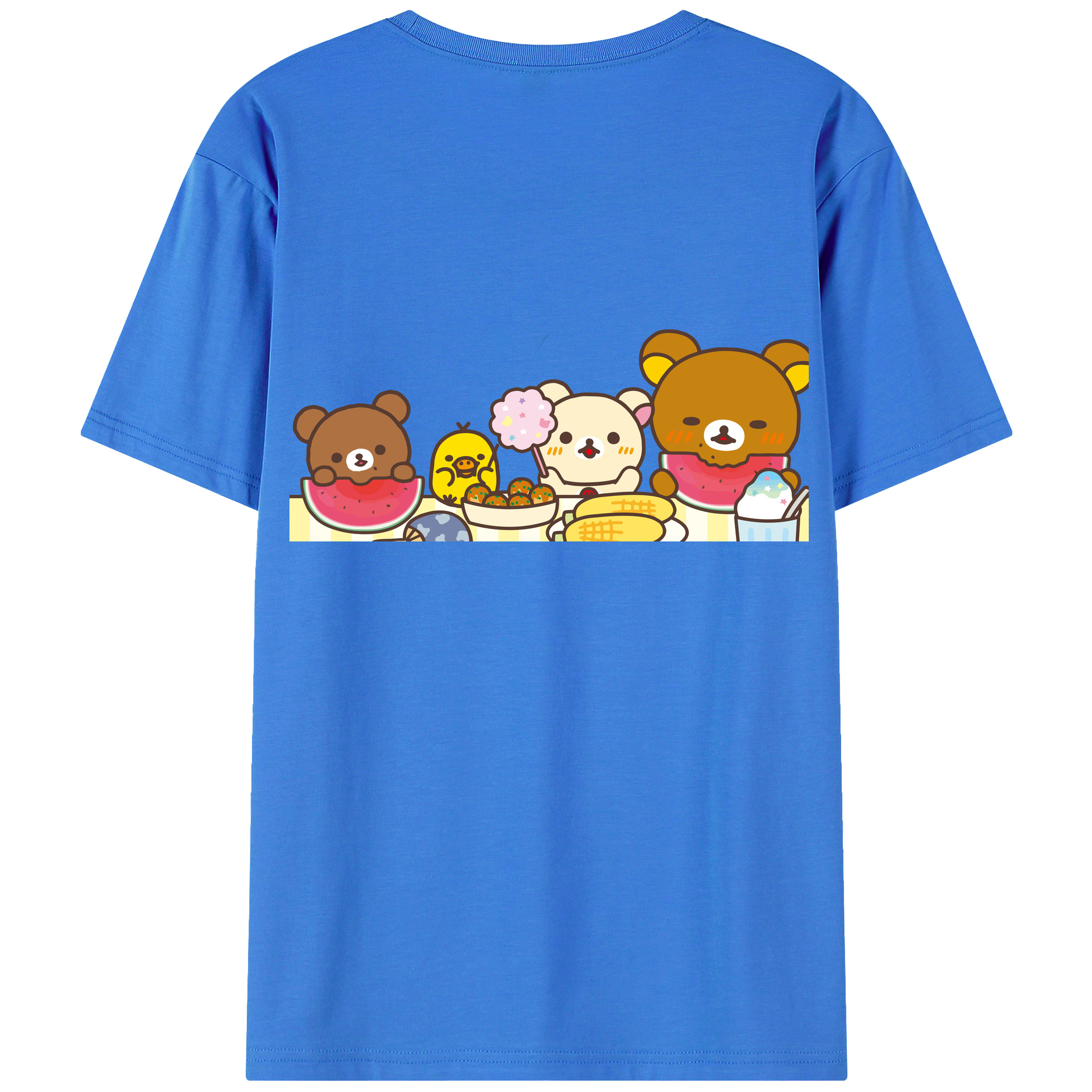 （画像用） リラックマ リラックマ キイロイトリ Rilakkuma Korilakkuma Kiiroitori 綿100％ メンズ半袖Tシャツ（バックプリント） 通気性