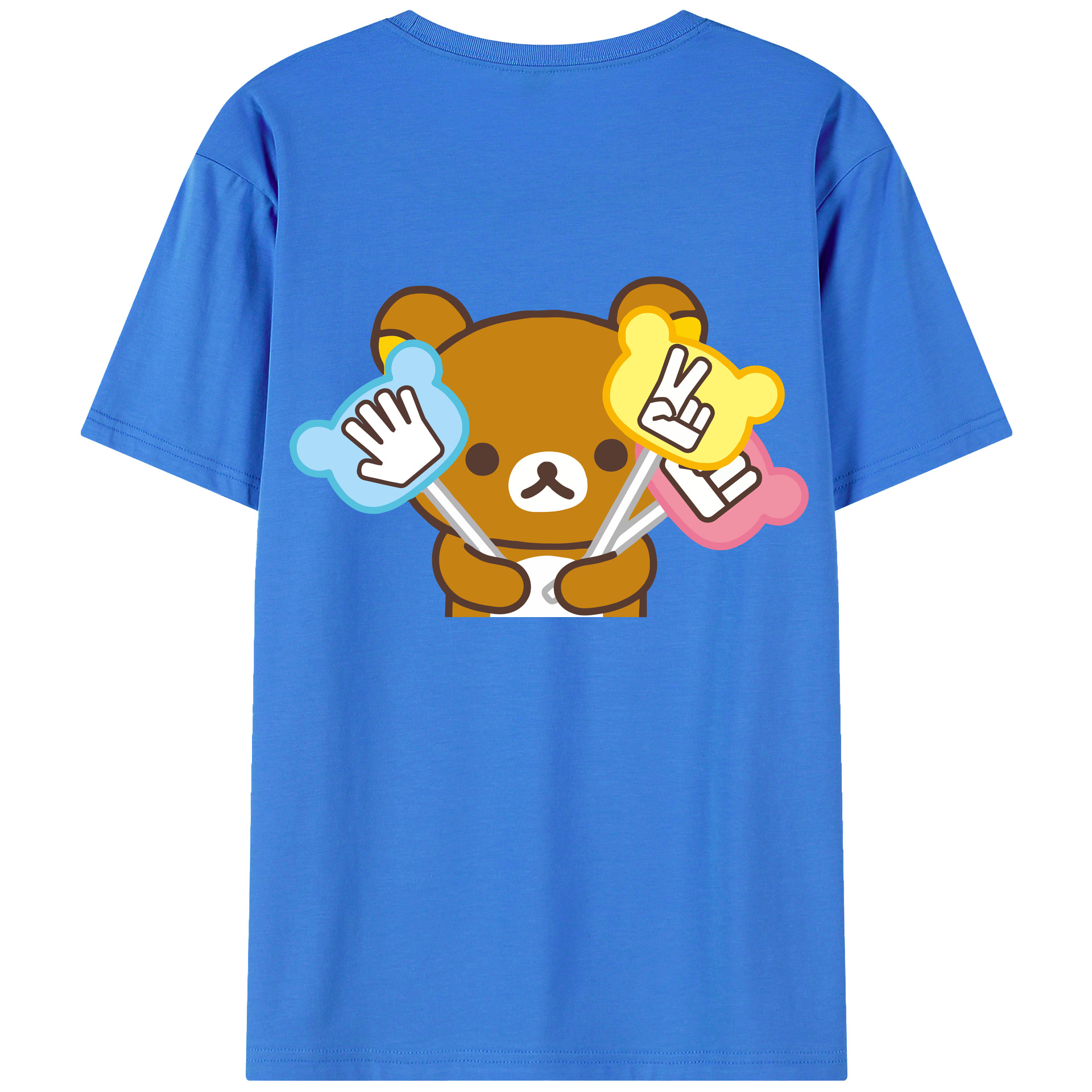 （画像用） リラックマ リラックマ キイロイトリ Rilakkuma Korilakkuma Kiiroitori 綿100％ メンズ半袖Tシャツ（バックプリント） 通気性