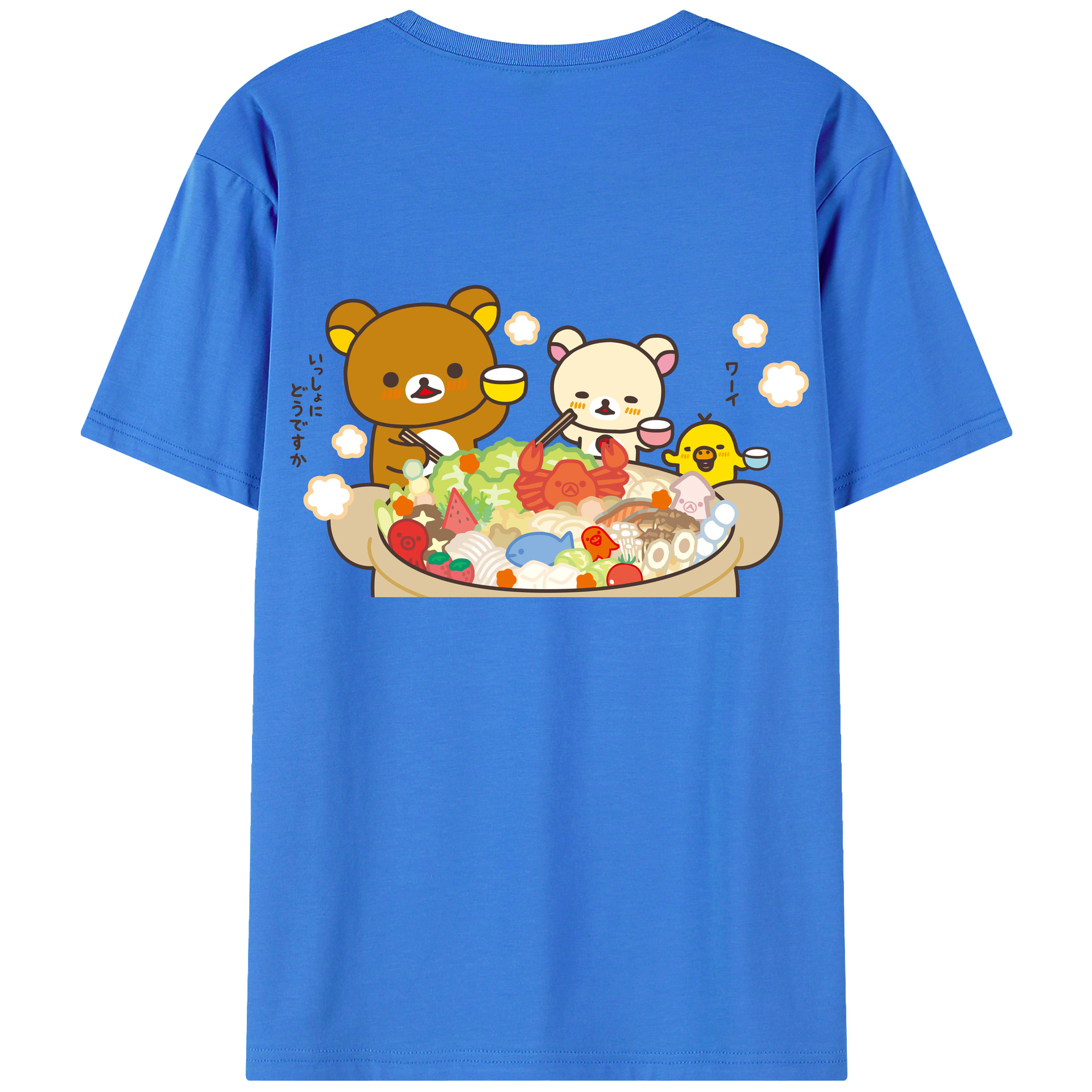 （画像用） リラックマ リラックマ キイロイトリ Rilakkuma Korilakkuma Kiiroitori 綿100％ メンズ半袖Tシャツ（バックプリント） 通気性
