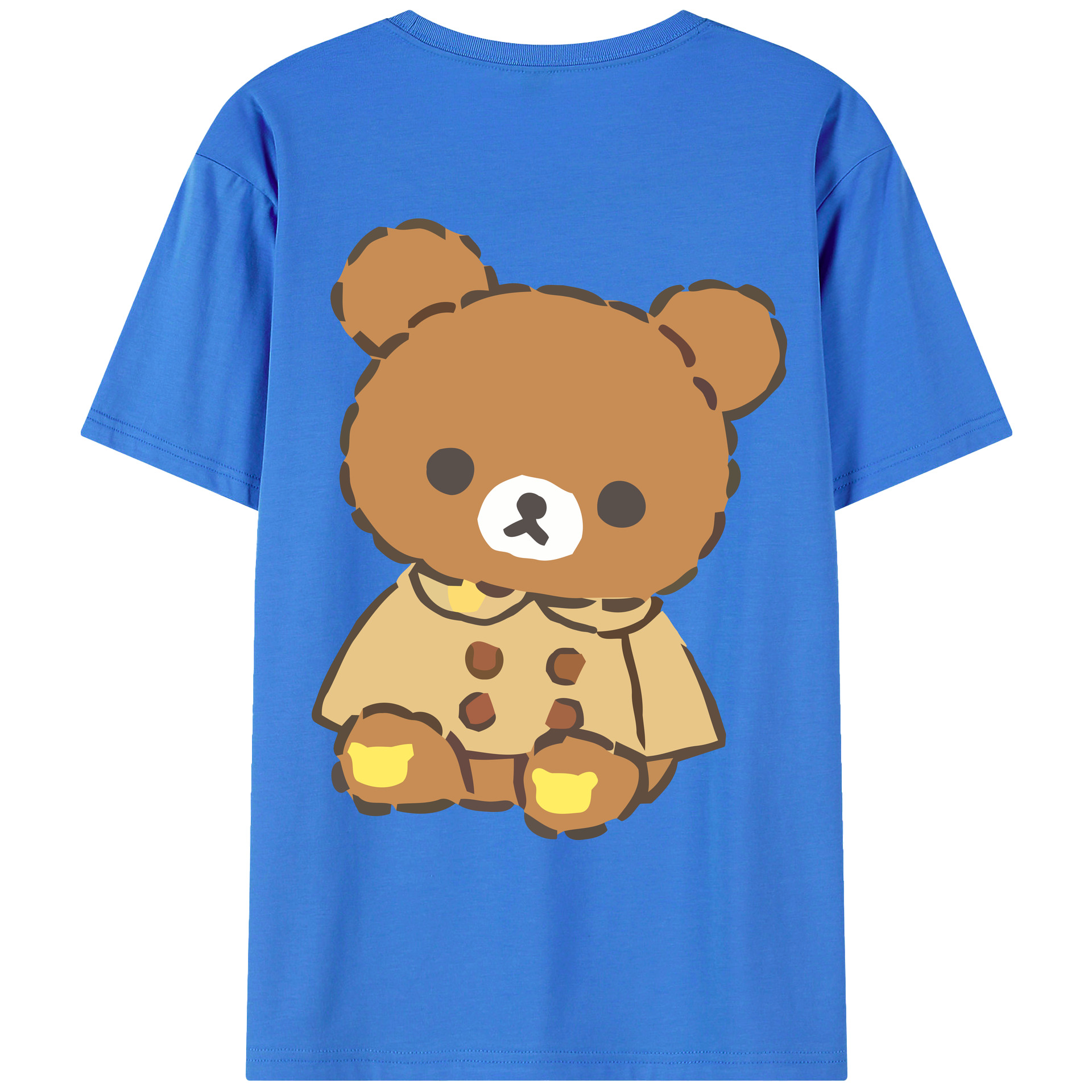 （画像用） リラックマ リラックマ キイロイトリ Rilakkuma Korilakkuma Kiiroitori 綿100％ メンズ半袖Tシャツ（バックプリント） 通気性
