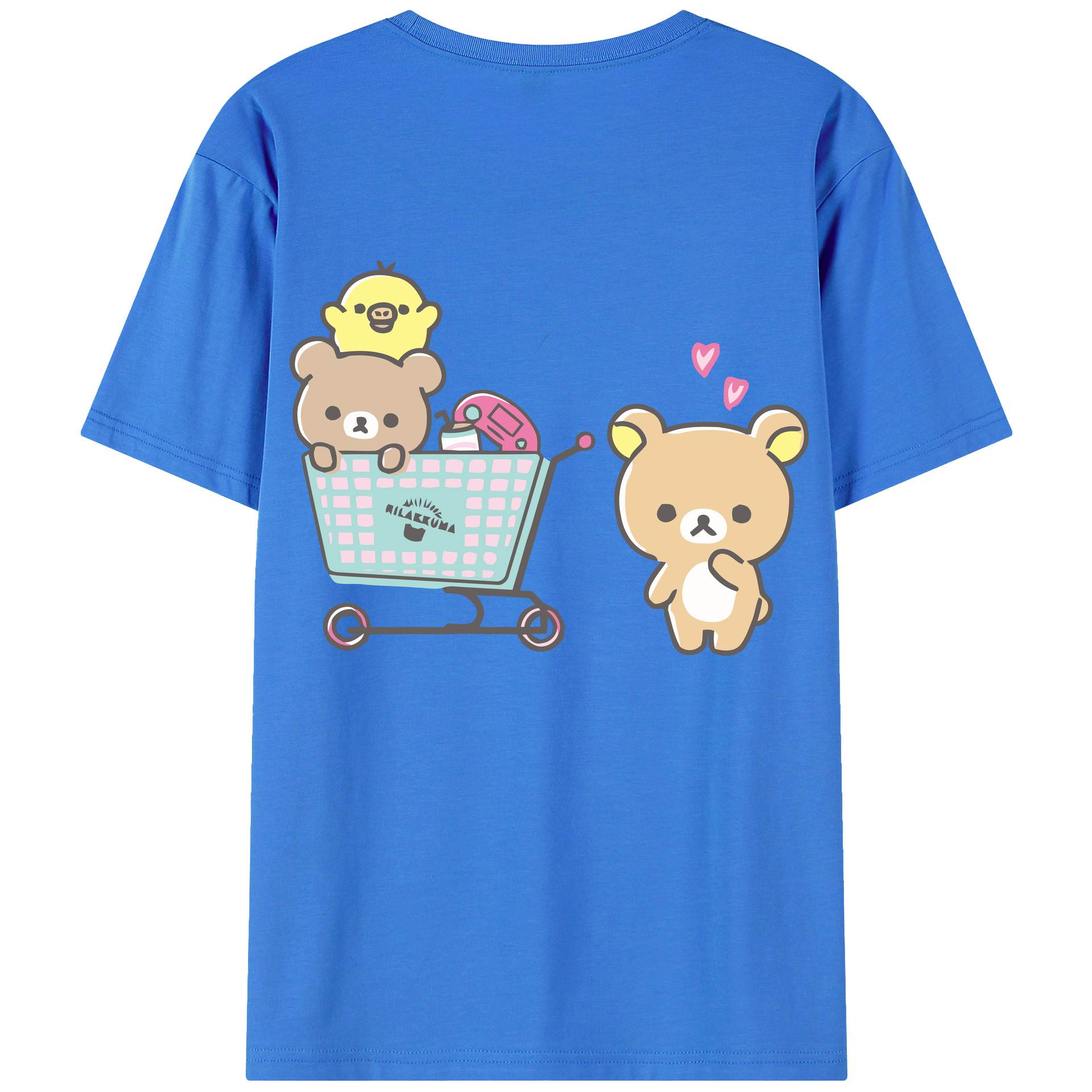 （画像用） リラックマ リラックマ キイロイトリ Rilakkuma Korilakkuma Kiiroitori 綿100％ メンズ半袖Tシャツ（バックプリント） 通気性