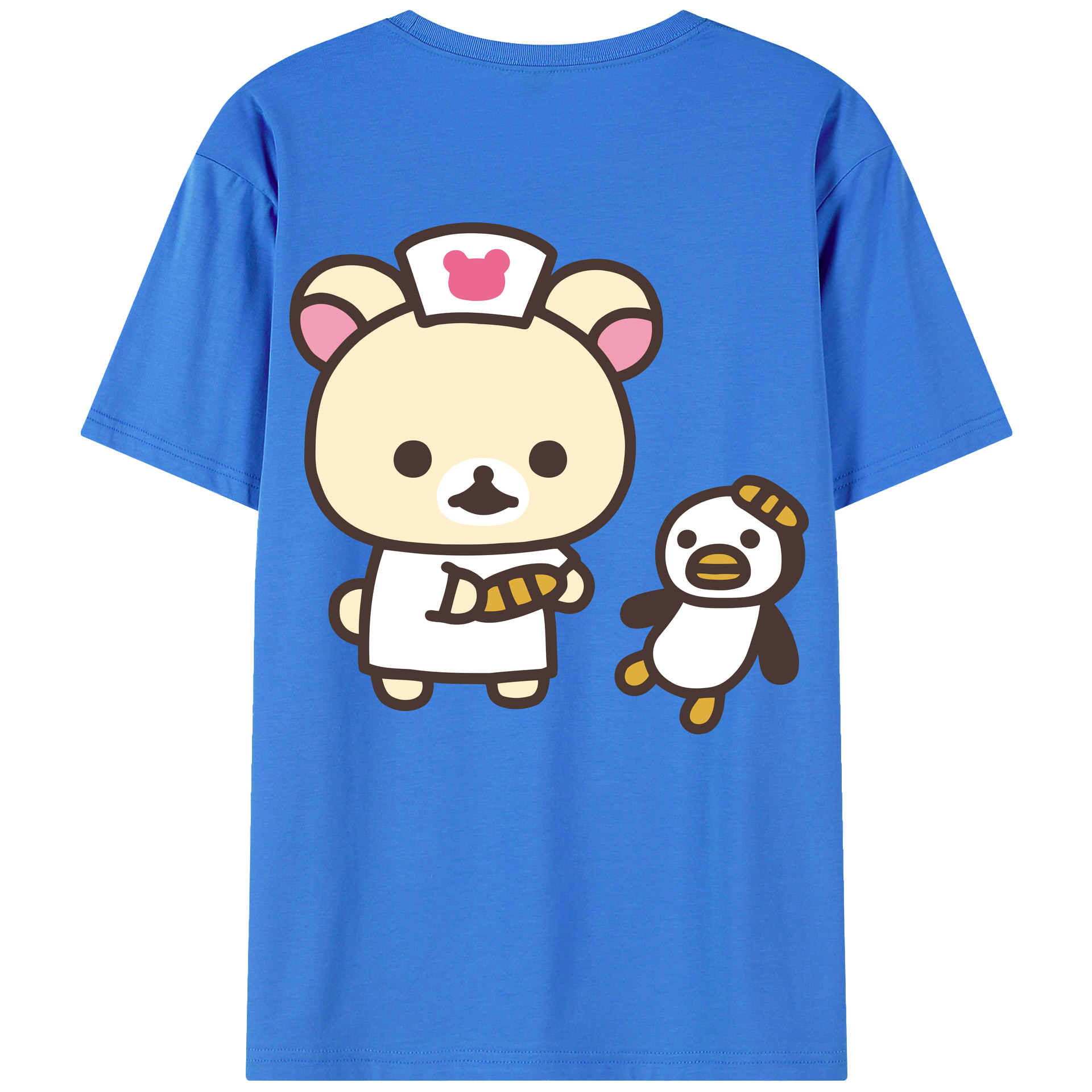 （画像用） リラックマ リラックマ キイロイトリ Rilakkuma Korilakkuma Kiiroitori 綿100％ メンズ半袖Tシャツ（バックプリント） 通気性