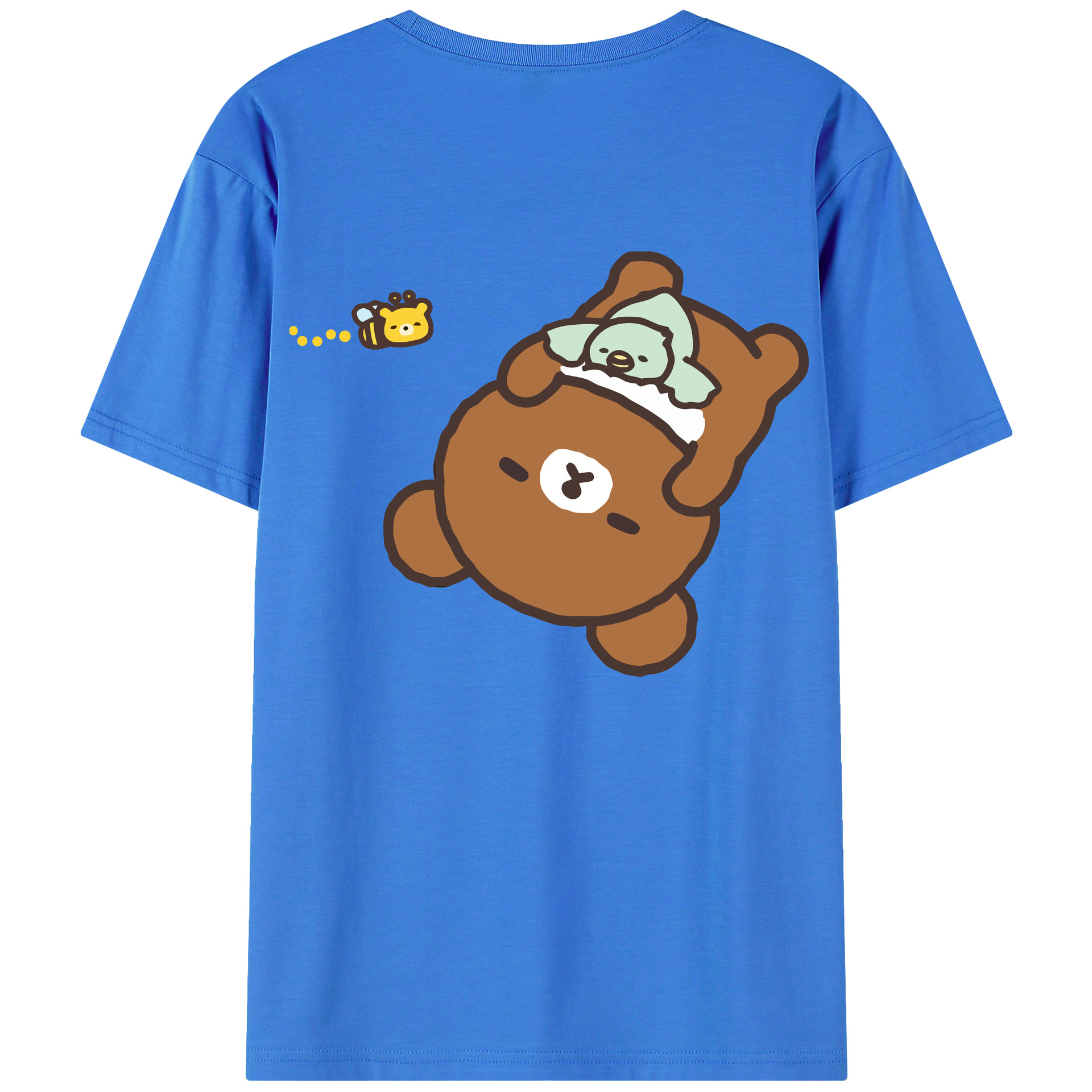 （画像用） リラックマ リラックマ キイロイトリ Rilakkuma Korilakkuma Kiiroitori 綿100％ メンズ半袖Tシャツ（バックプリント） 通気性