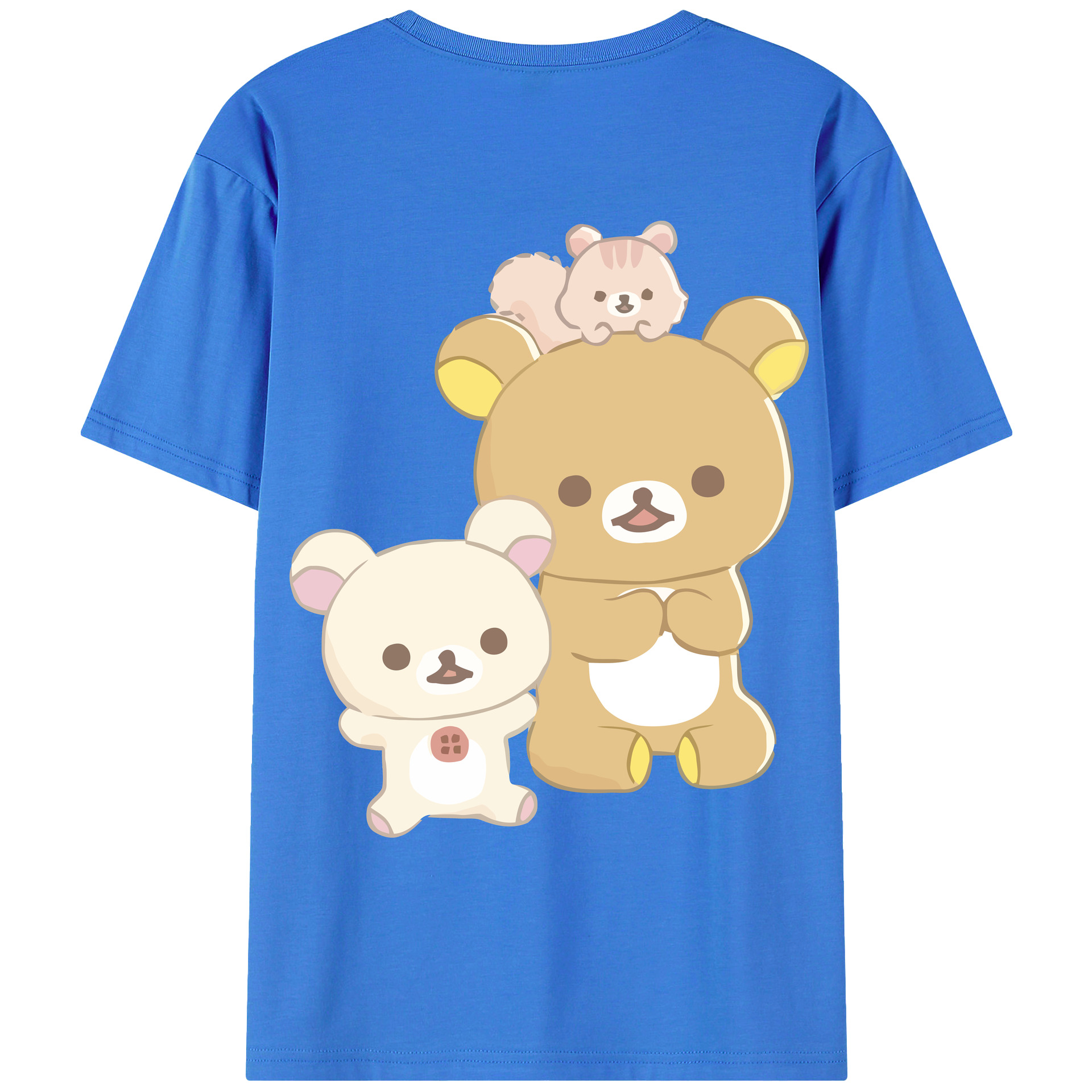 （画像用） リラックマ リラックマ キイロイトリ Rilakkuma Korilakkuma Kiiroitori 綿100％ メンズ半袖Tシャツ（バックプリント） 通気性
