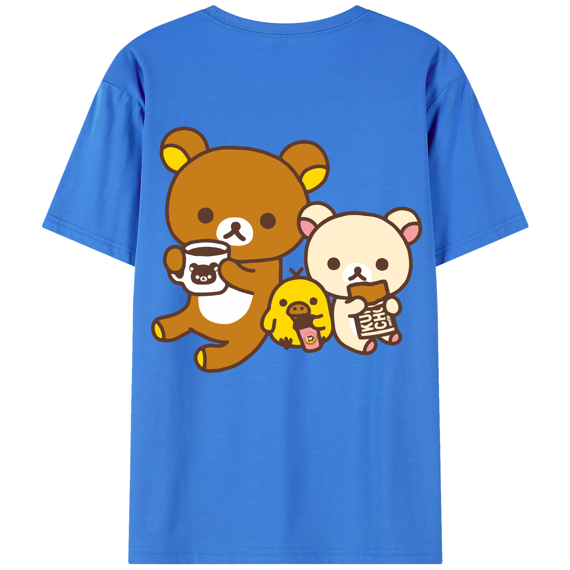 （画像用） リラックマ リラックマ キイロイトリ Rilakkuma Korilakkuma Kiiroitori 綿100％ メンズ半袖Tシャツ（バックプリント） 通気性
