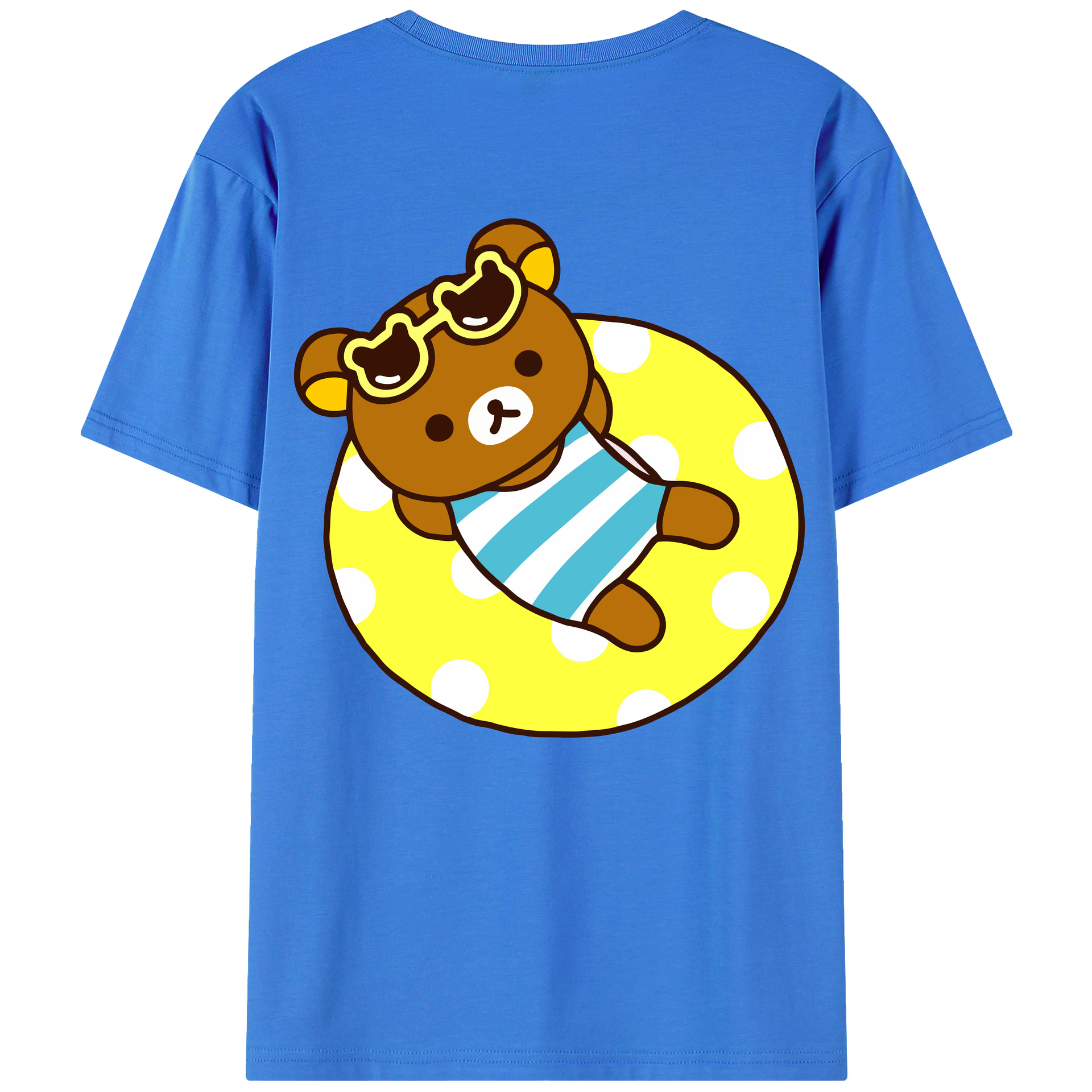 （画像用） リラックマ リラックマ キイロイトリ Rilakkuma Korilakkuma Kiiroitori 綿100％ メンズ半袖Tシャツ（バックプリント） 通気性