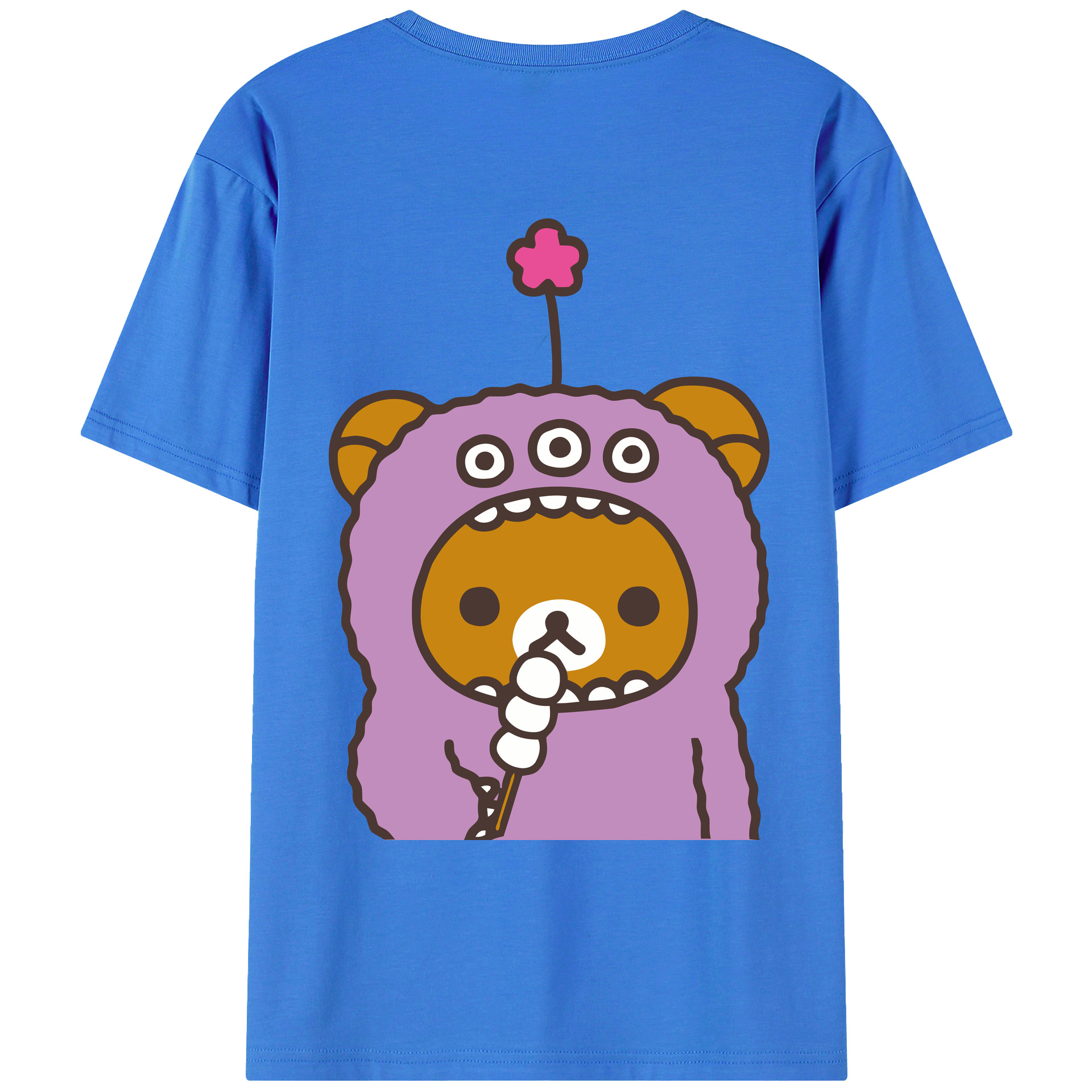 （画像用） リラックマ リラックマ キイロイトリ Rilakkuma Korilakkuma Kiiroitori 綿100％ メンズ半袖Tシャツ（バックプリント） 通気性