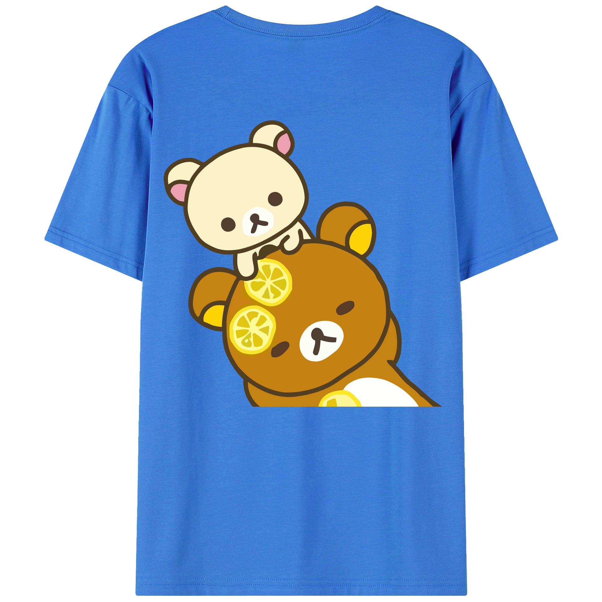（画像用） リラックマ リラックマ キイロイトリ Rilakkuma Korilakkuma Kiiroitori 綿100％ メンズ半袖Tシャツ（バックプリント） 通気性