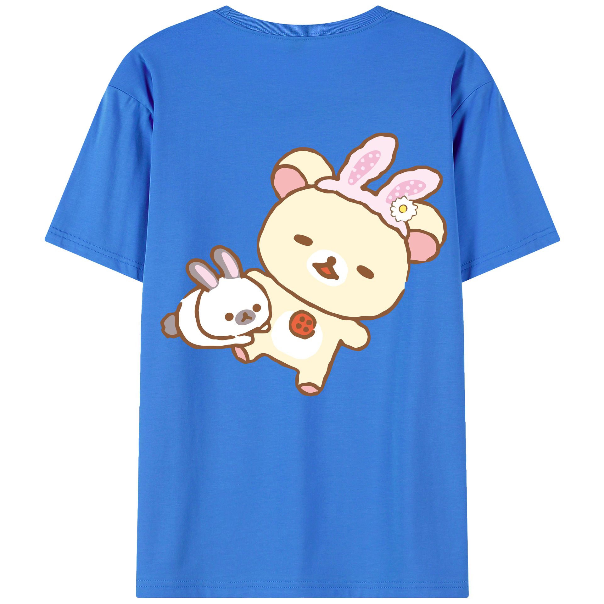 （画像用） リラックマ リラックマ キイロイトリ Rilakkuma Korilakkuma Kiiroitori 綿100％ メンズ半袖Tシャツ（バックプリント） 通気性