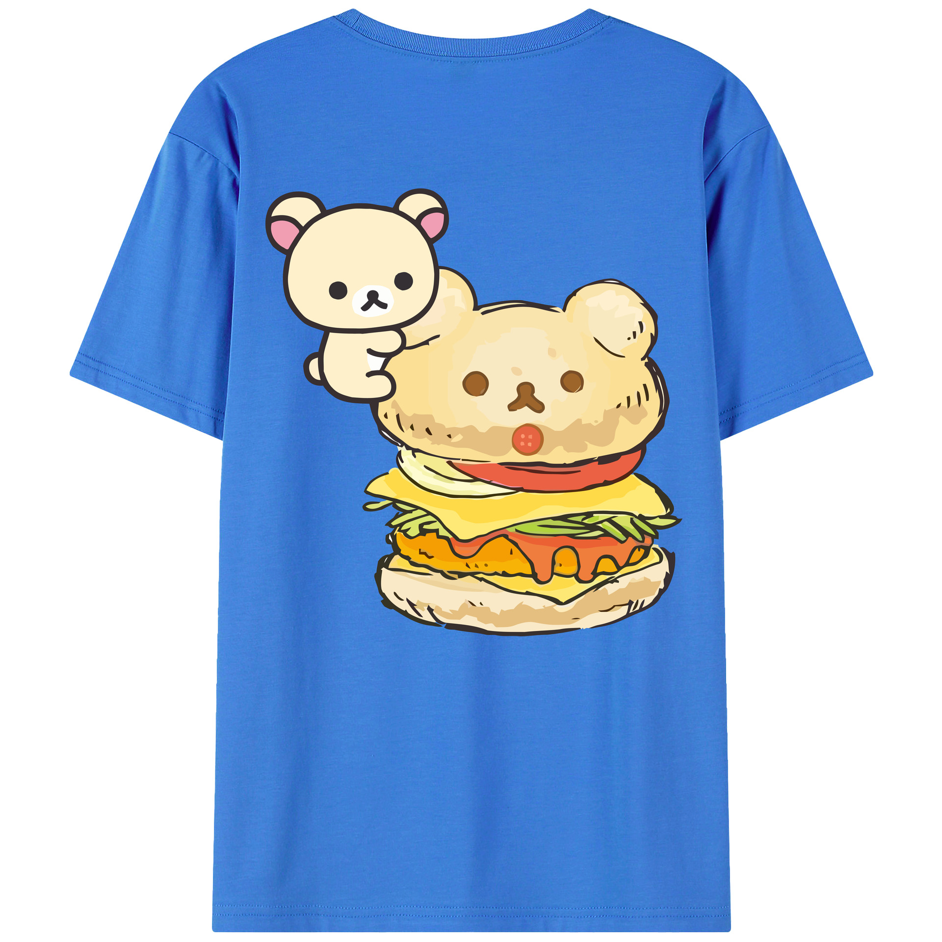 （画像用） リラックマ リラックマ キイロイトリ Rilakkuma Korilakkuma Kiiroitori 綿100％ メンズ半袖Tシャツ（バックプリント） 通気性