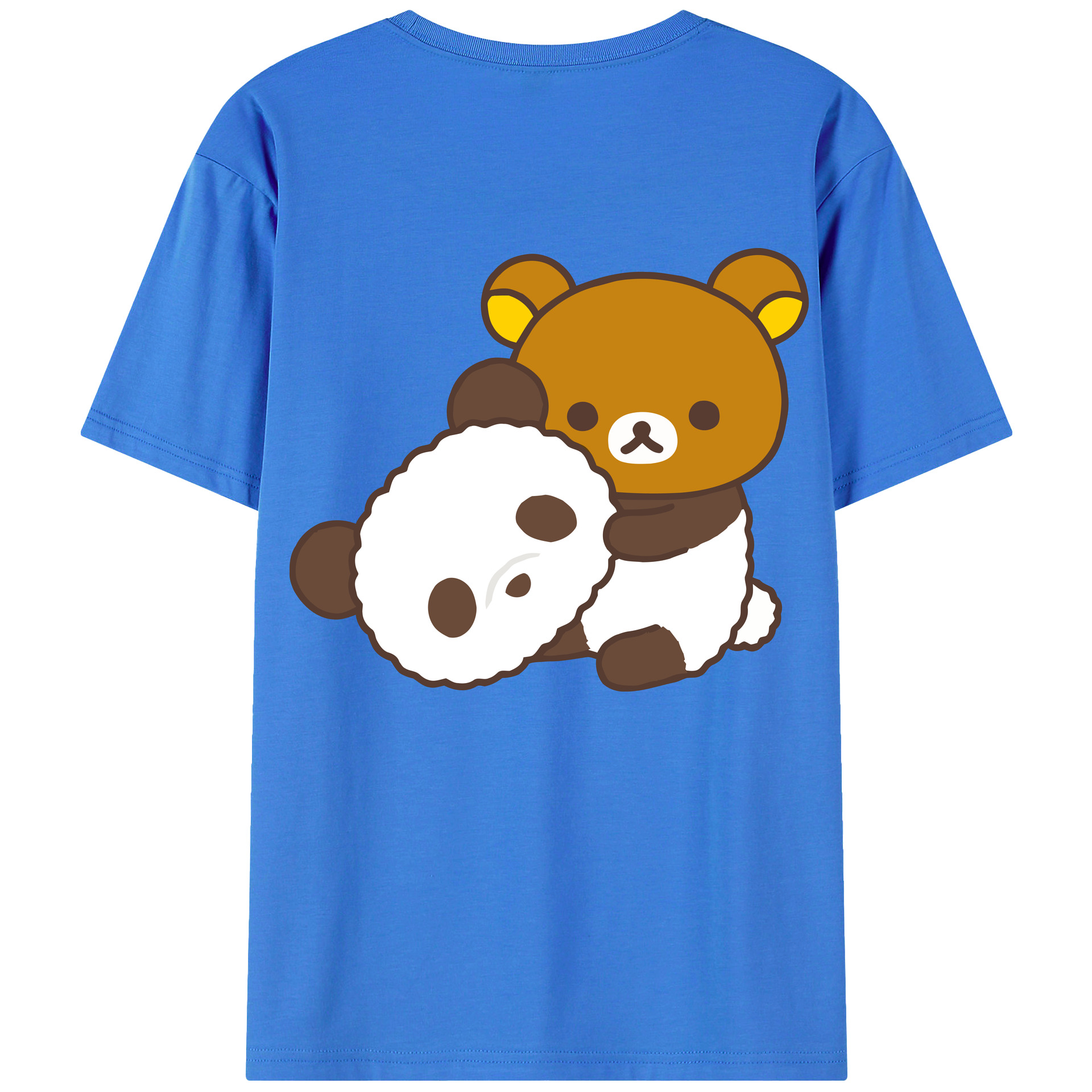 （画像用） リラックマ リラックマ キイロイトリ Rilakkuma Korilakkuma Kiiroitori 綿100％ メンズ半袖Tシャツ（バックプリント） 通気性