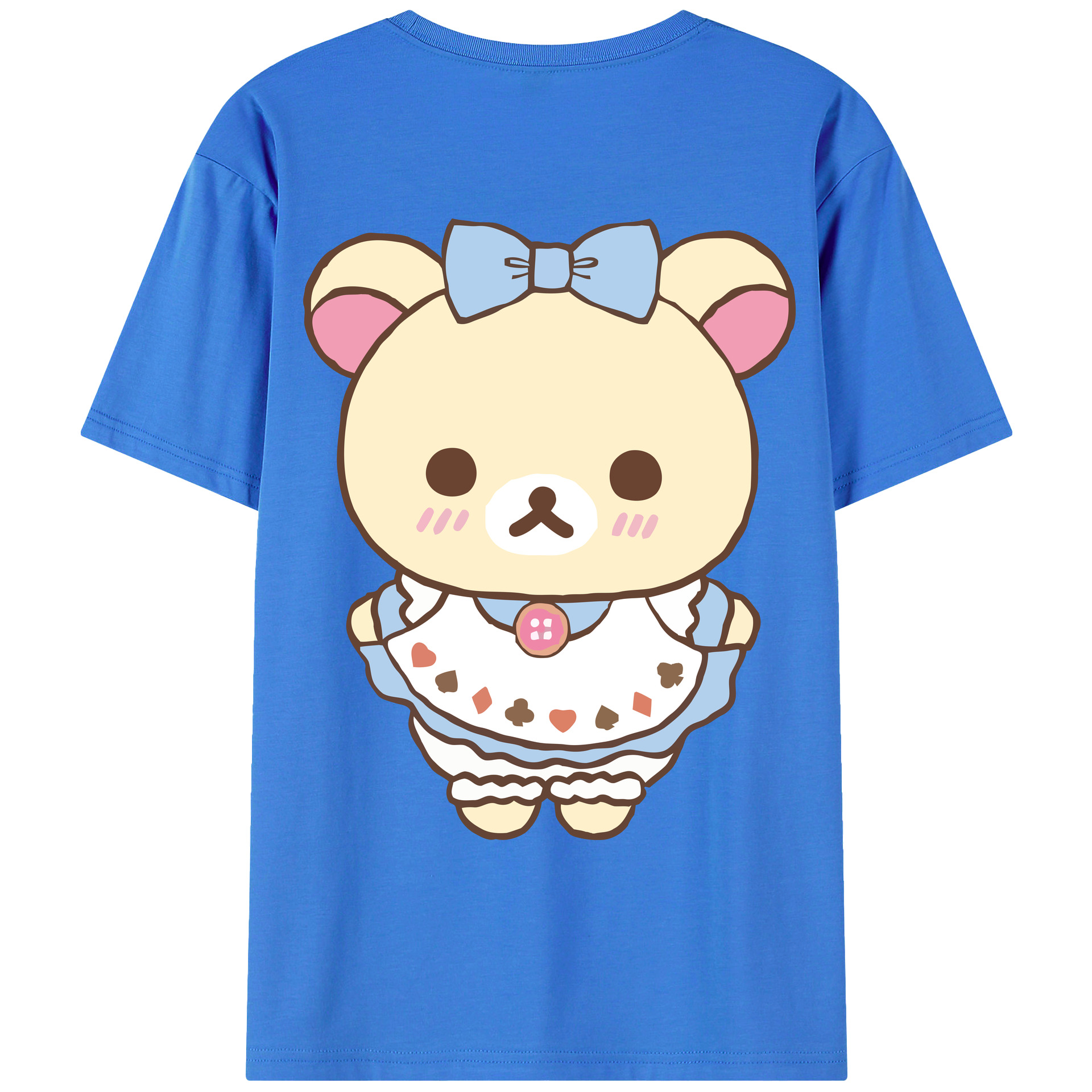 （画像用） リラックマ リラックマ キイロイトリ Rilakkuma Korilakkuma Kiiroitori 綿100％ メンズ半袖Tシャツ（バックプリント） 通気性