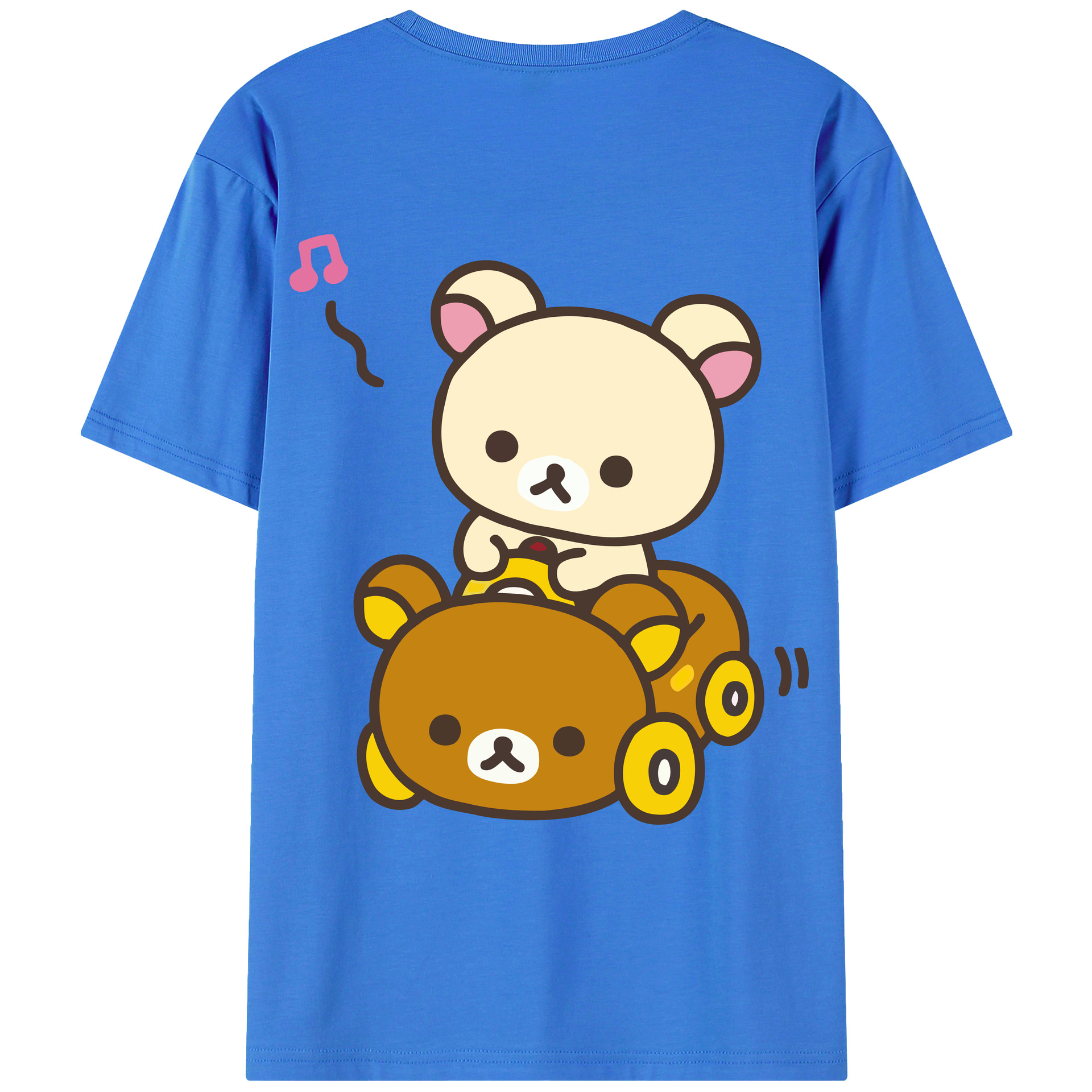 （画像用） リラックマ リラックマ キイロイトリ Rilakkuma Korilakkuma Kiiroitori 綿100％ メンズ半袖Tシャツ（バックプリント） 通気性