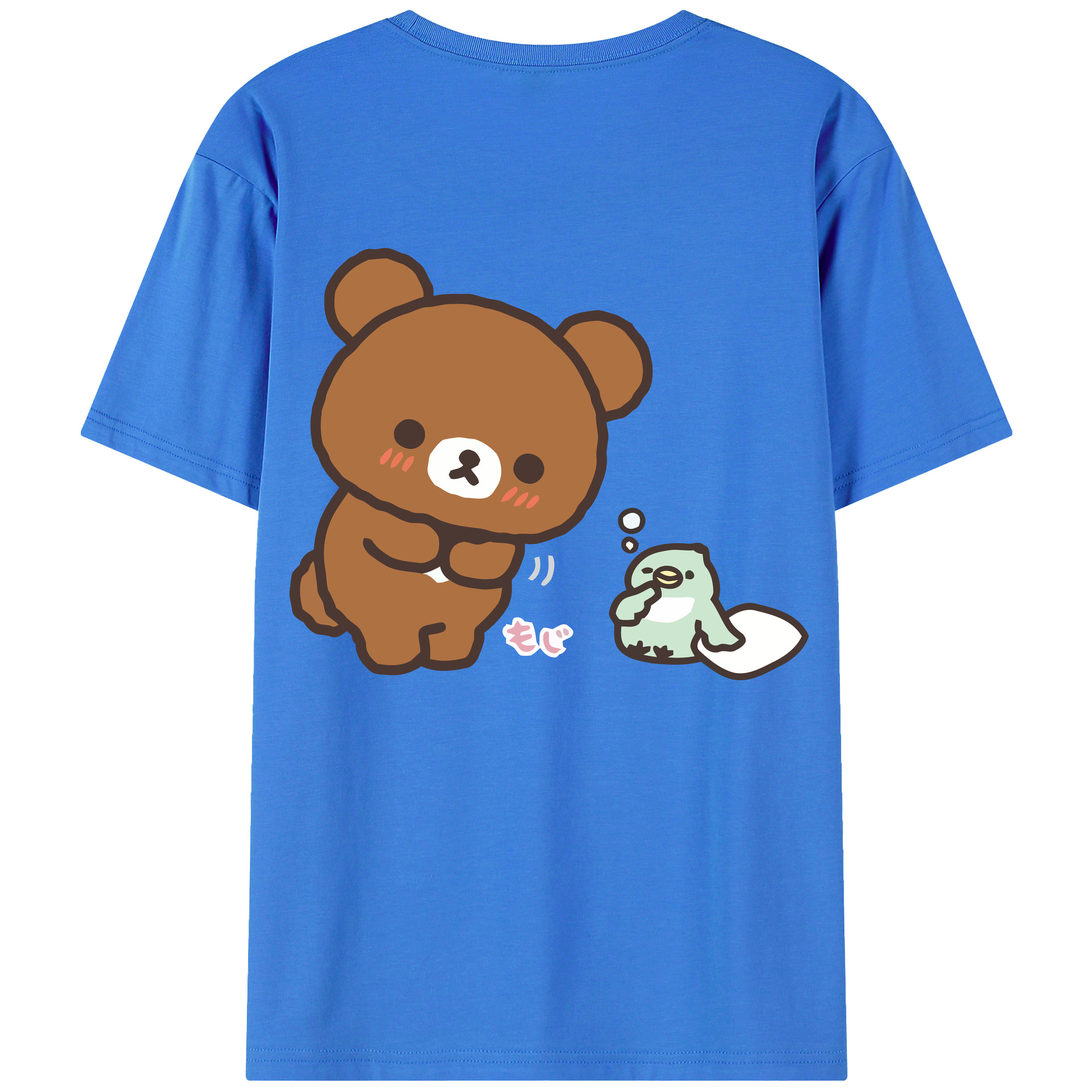 （画像用） リラックマ リラックマ キイロイトリ Rilakkuma Korilakkuma Kiiroitori 綿100％ メンズ半袖Tシャツ（バックプリント） 通気性
