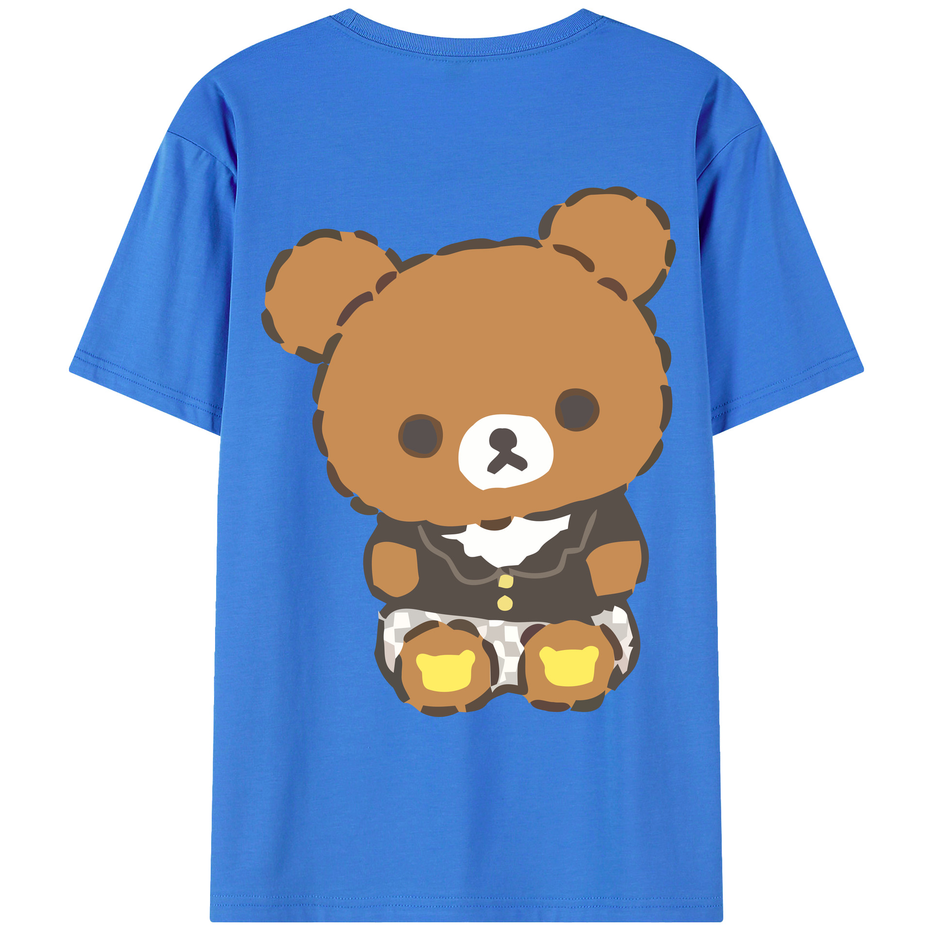 （画像用） リラックマ リラックマ キイロイトリ Rilakkuma Korilakkuma Kiiroitori 綿100％ メンズ半袖Tシャツ（バックプリント） 通気性
