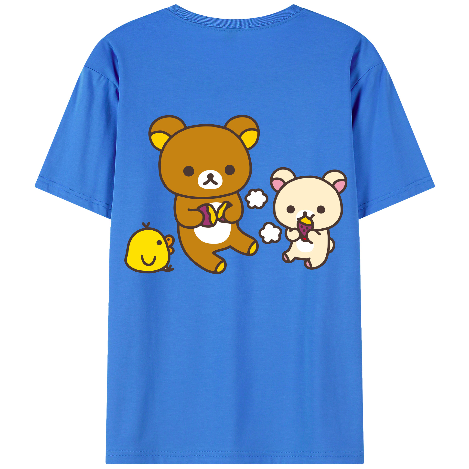 （画像用） リラックマ リラックマ キイロイトリ Rilakkuma Korilakkuma Kiiroitori 綿100％ メンズ半袖Tシャツ（バックプリント） 通気性