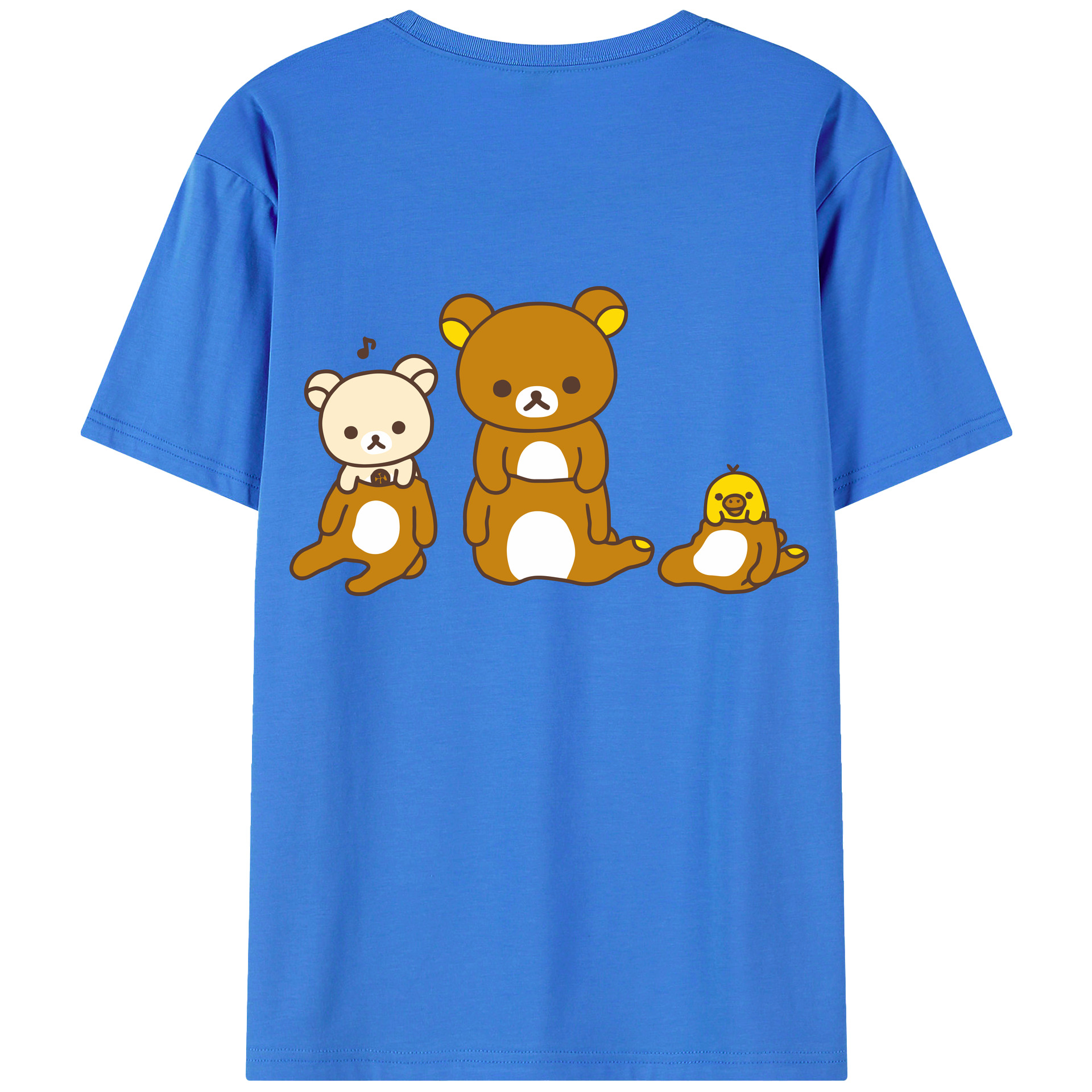 （画像用） リラックマ リラックマ キイロイトリ Rilakkuma Korilakkuma Kiiroitori 綿100％ メンズ半袖Tシャツ（バックプリント） 通気性