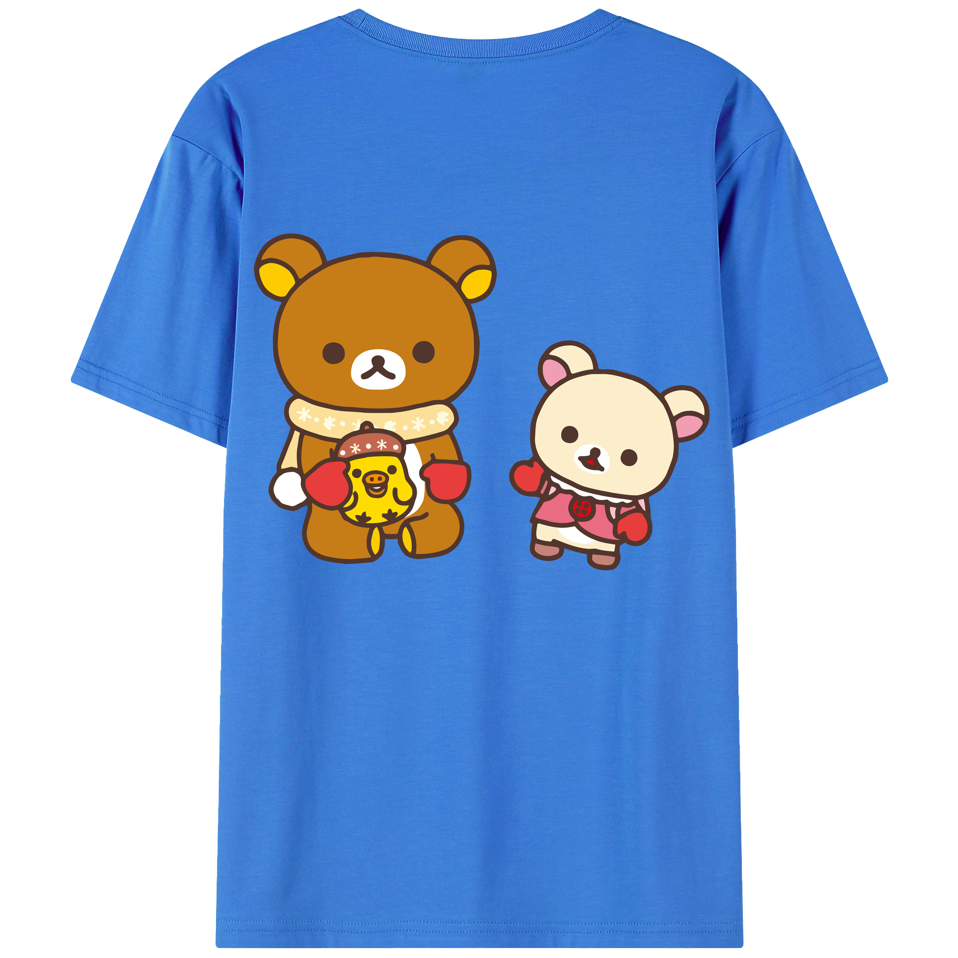 （画像用） リラックマ リラックマ キイロイトリ Rilakkuma Korilakkuma Kiiroitori 綿100％ メンズ半袖Tシャツ（バックプリント） 通気性