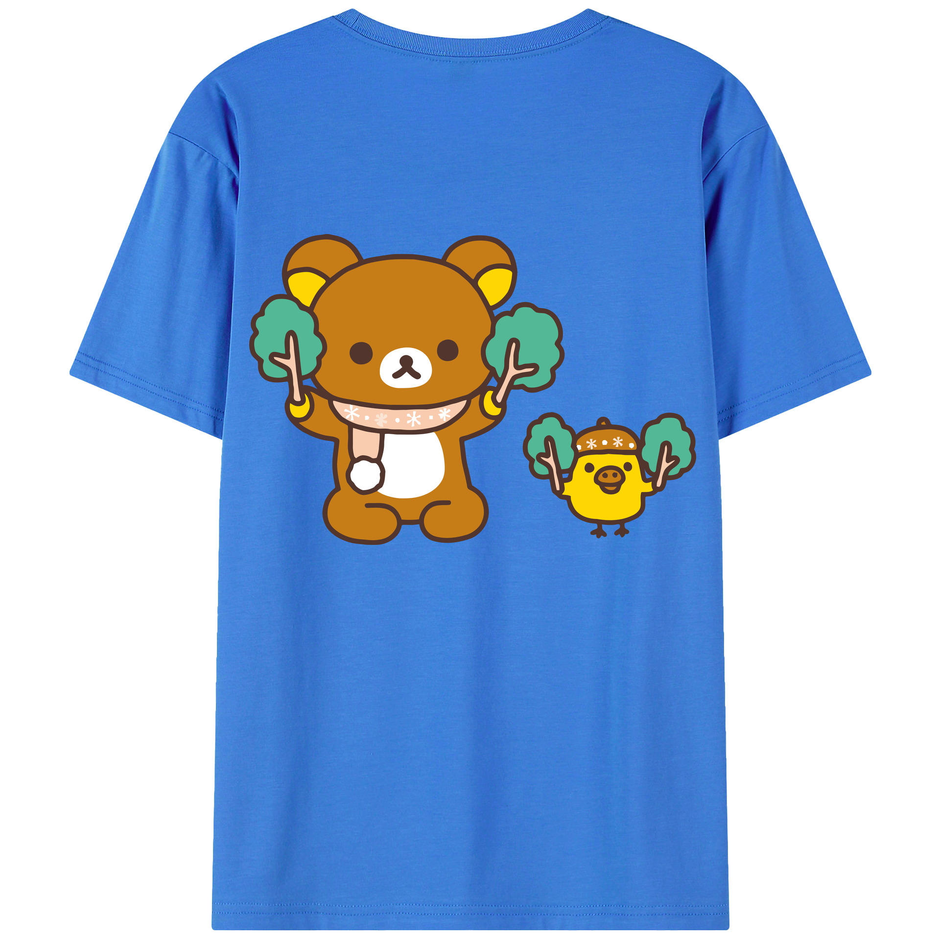 （画像用） リラックマ リラックマ キイロイトリ Rilakkuma Korilakkuma Kiiroitori 綿100％ メンズ半袖Tシャツ（バックプリント） 通気性