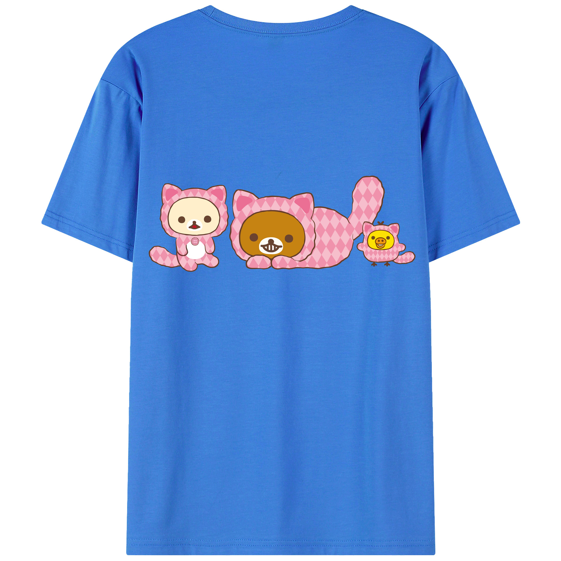（画像用） リラックマ リラックマ キイロイトリ Rilakkuma Korilakkuma Kiiroitori 綿100％ メンズ半袖Tシャツ（バックプリント） 通気性