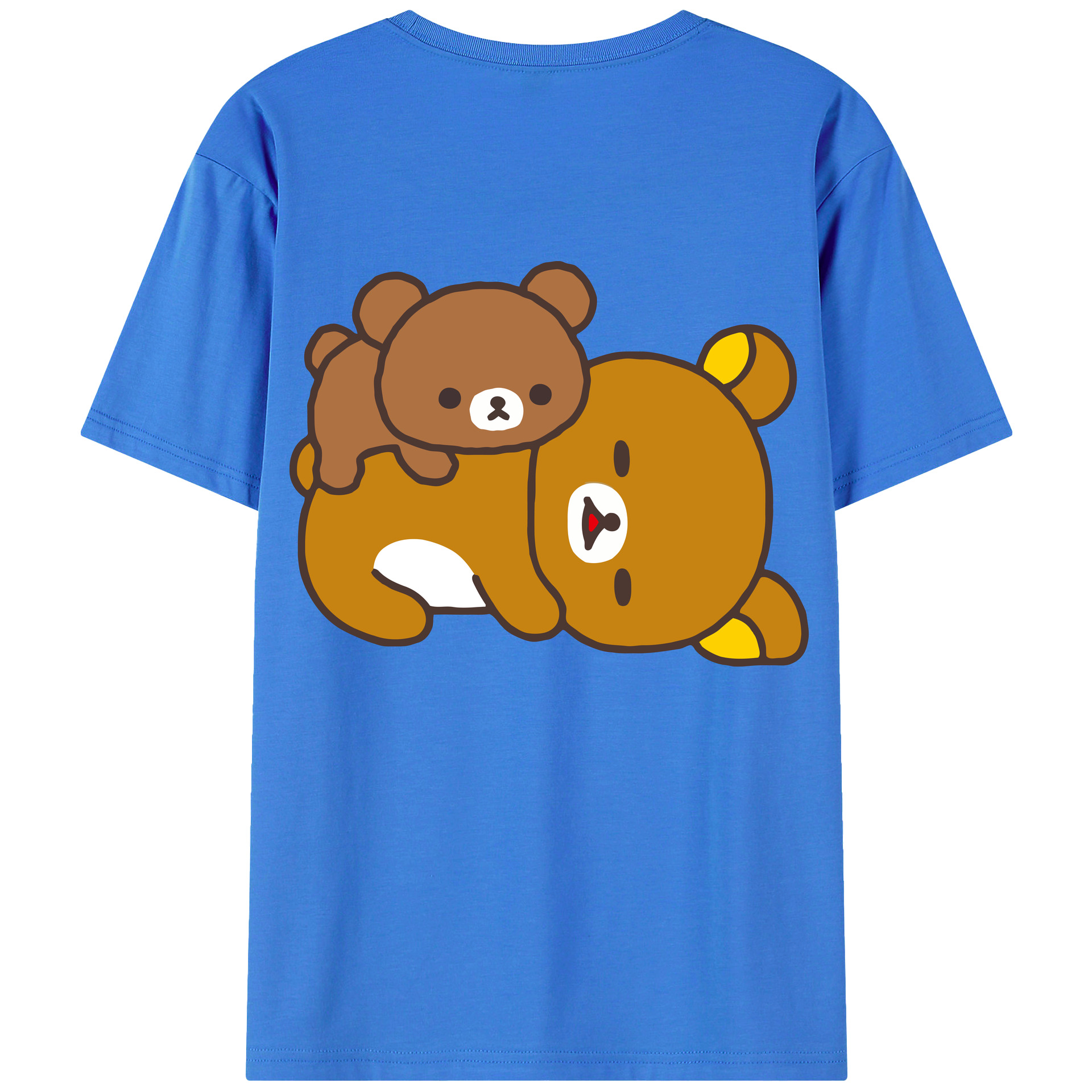 （画像用） リラックマ リラックマ キイロイトリ Rilakkuma Korilakkuma Kiiroitori 綿100％ メンズ半袖Tシャツ（バックプリント） 通気性