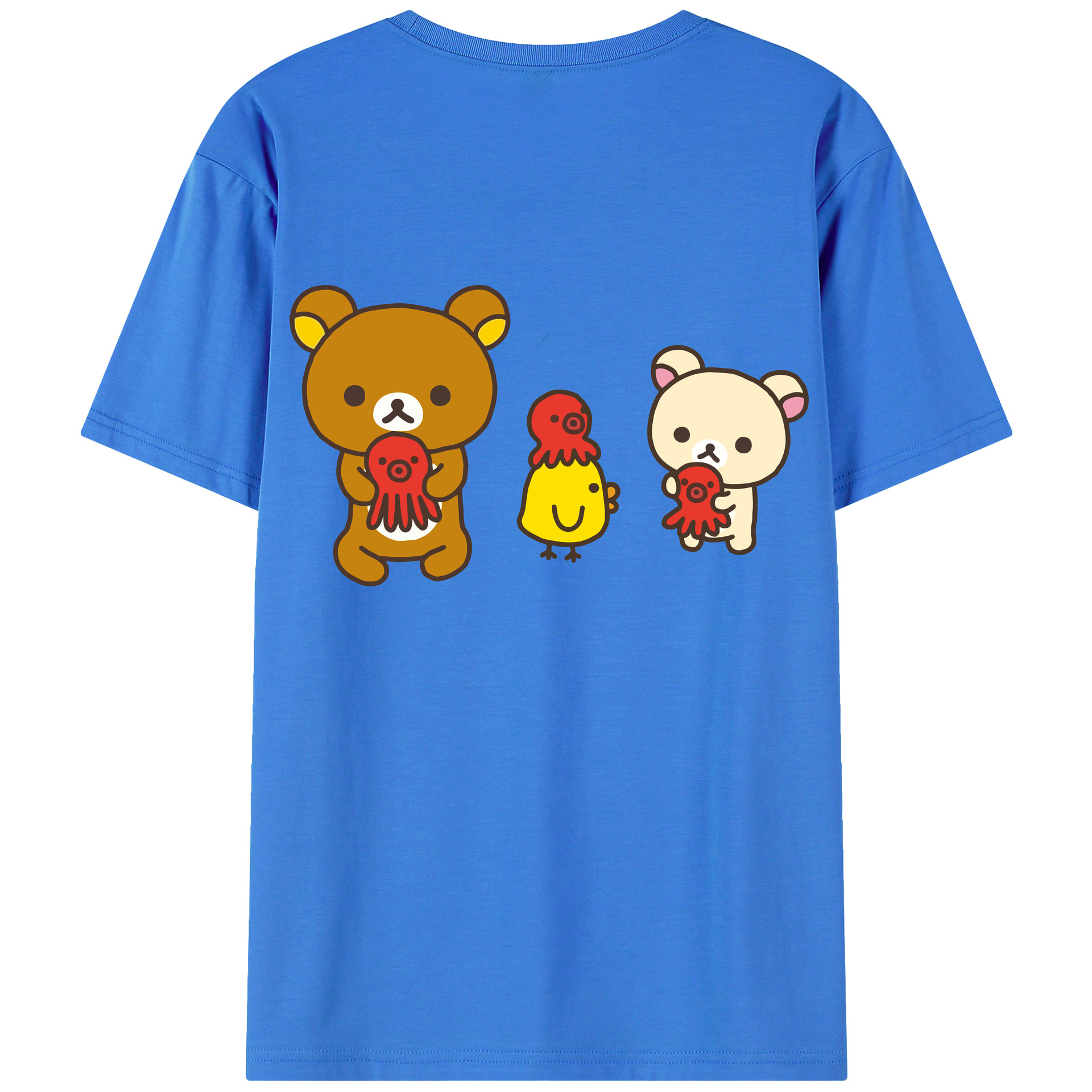 （画像用） リラックマ リラックマ キイロイトリ Rilakkuma Korilakkuma Kiiroitori 綿100％ メンズ半袖Tシャツ（バックプリント） 通気性
