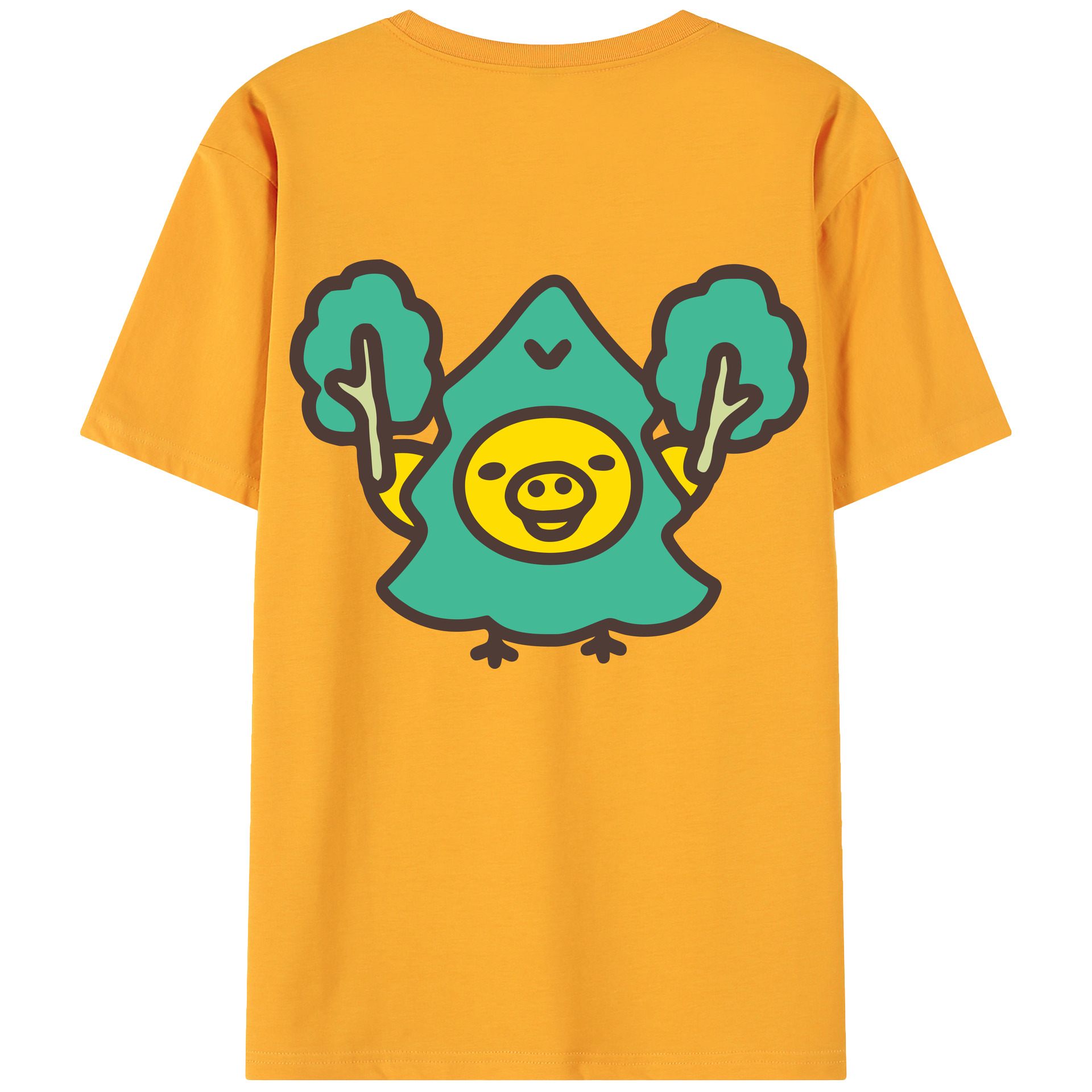 （画像用） リラックマ リラックマ キイロイトリ Rilakkuma Korilakkuma Kiiroitori 綿100％ メンズ半袖Tシャツ（バックプリント） 通気性