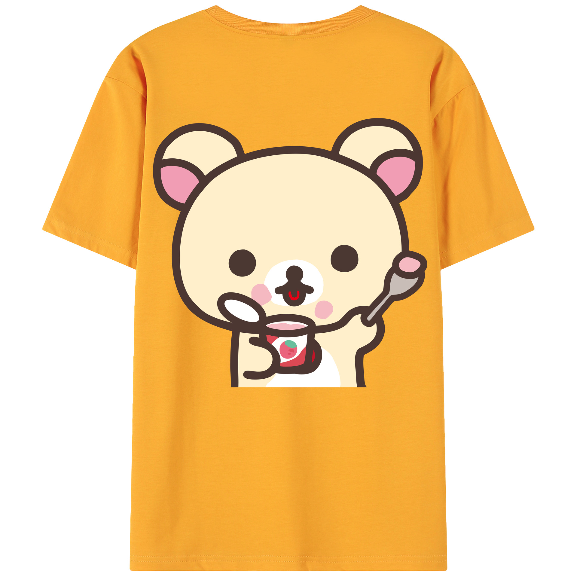 （画像用） リラックマ リラックマ キイロイトリ Rilakkuma Korilakkuma Kiiroitori 綿100％ メンズ半袖Tシャツ（バックプリント） 通気性