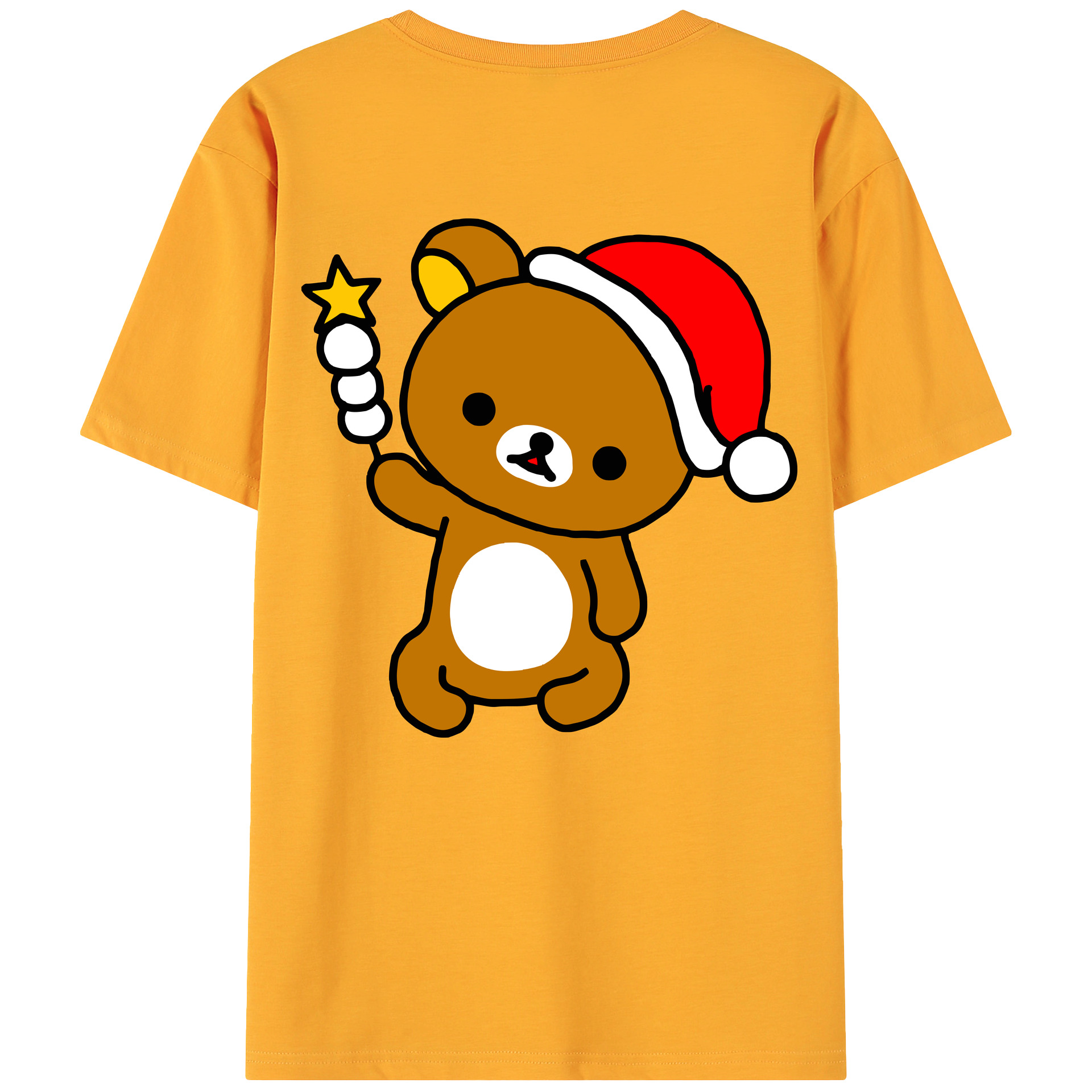 （画像用） リラックマ リラックマ キイロイトリ Rilakkuma Korilakkuma Kiiroitori 綿100％ メンズ半袖Tシャツ（バックプリント） 通気性