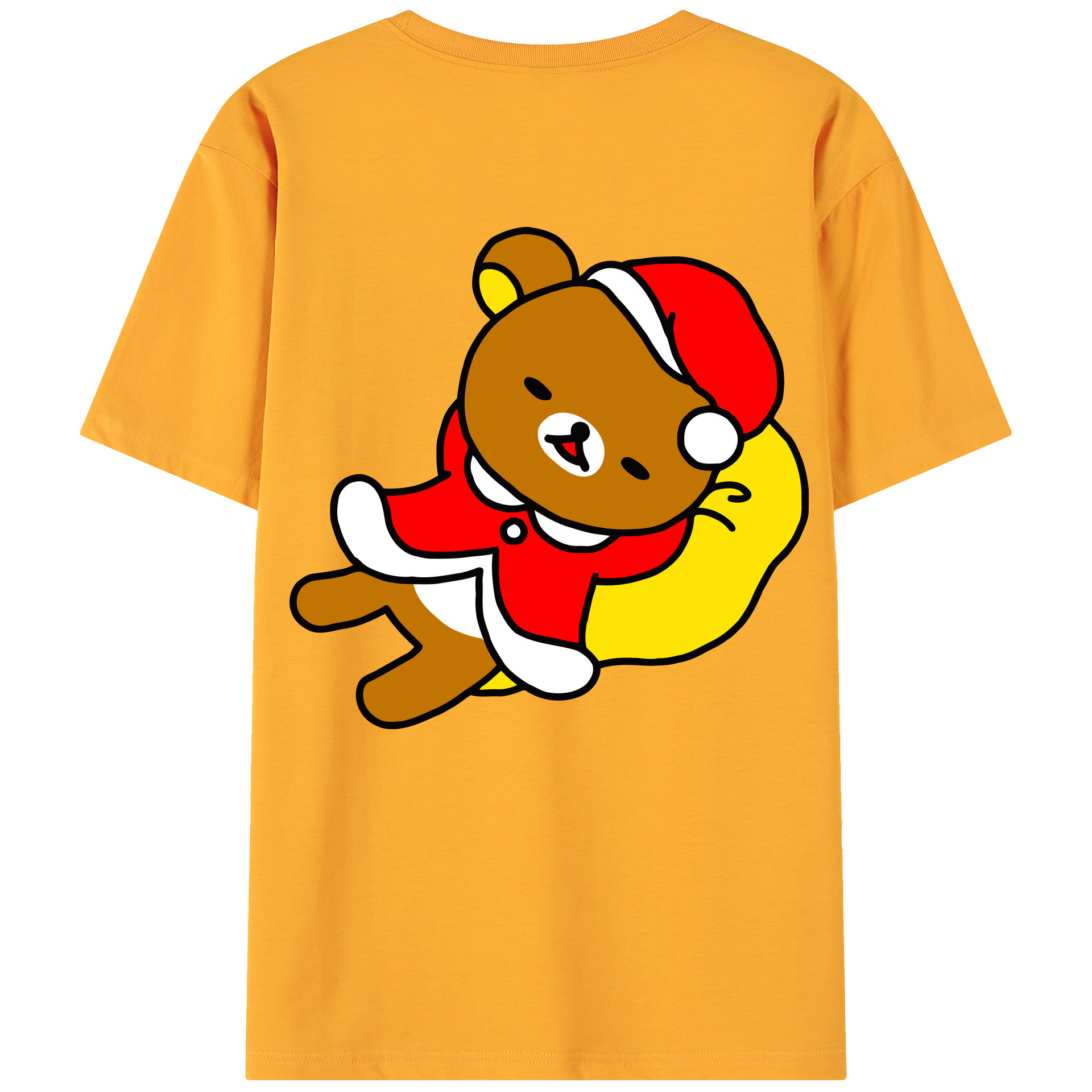 （画像用） リラックマ リラックマ キイロイトリ Rilakkuma Korilakkuma Kiiroitori 綿100％ メンズ半袖Tシャツ（バックプリント） 通気性