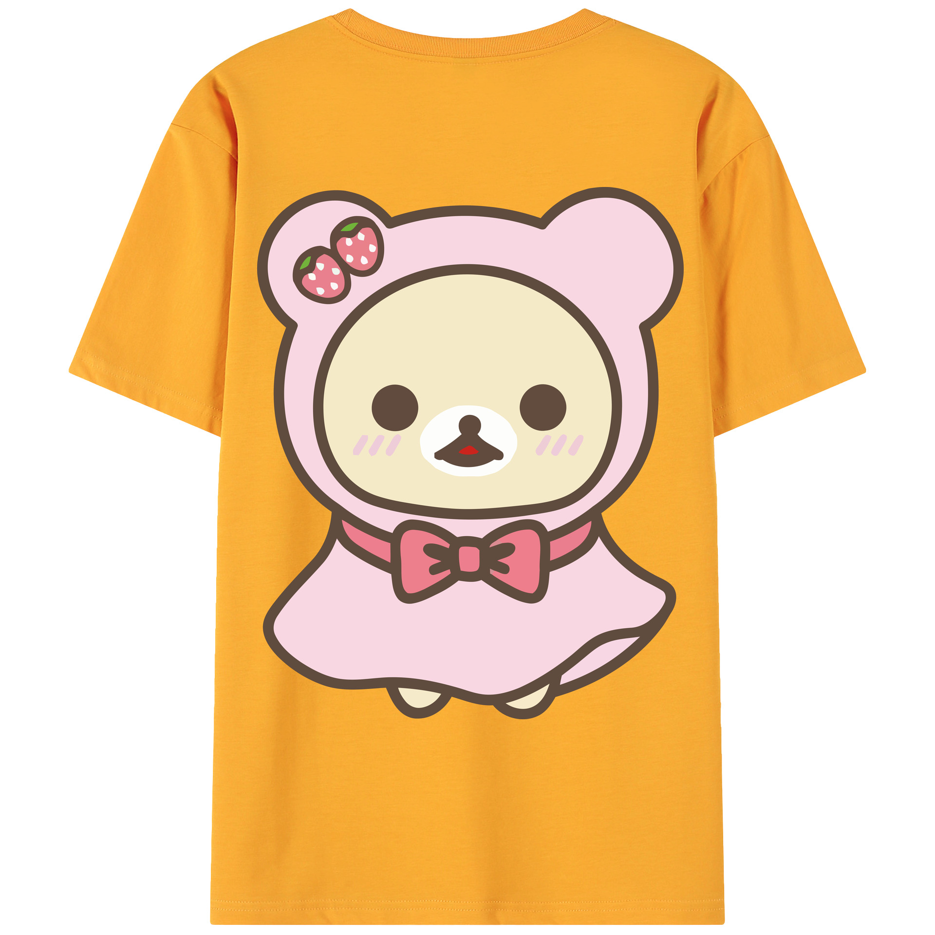 （画像用） リラックマ リラックマ キイロイトリ Rilakkuma Korilakkuma Kiiroitori 綿100％ メンズ半袖Tシャツ（バックプリント） 通気性