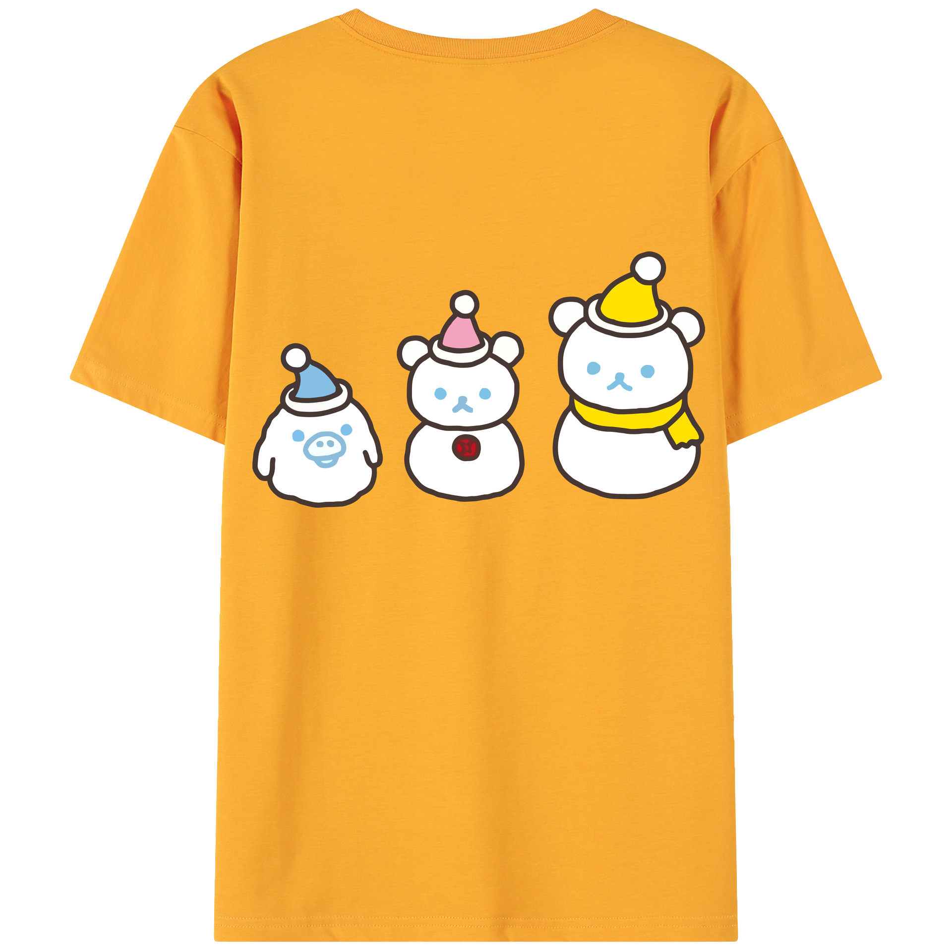 （画像用） リラックマ リラックマ キイロイトリ Rilakkuma Korilakkuma Kiiroitori 綿100％ メンズ半袖Tシャツ（バックプリント） 通気性