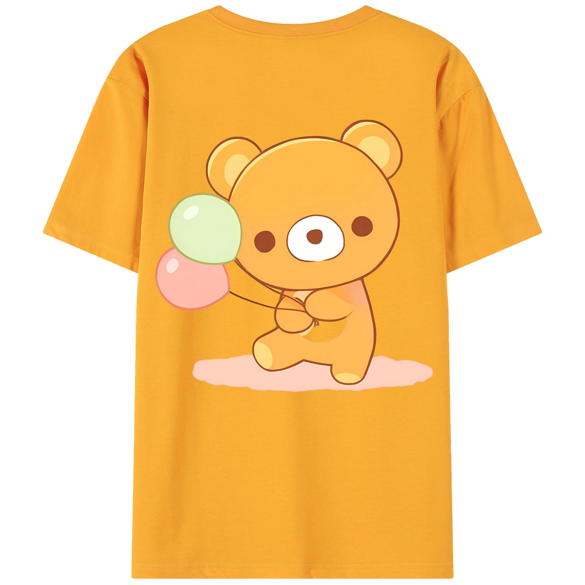 （画像用） リラックマ リラックマ キイロイトリ Rilakkuma Korilakkuma Kiiroitori 綿100％ メンズ半袖Tシャツ（バックプリント） 通気性