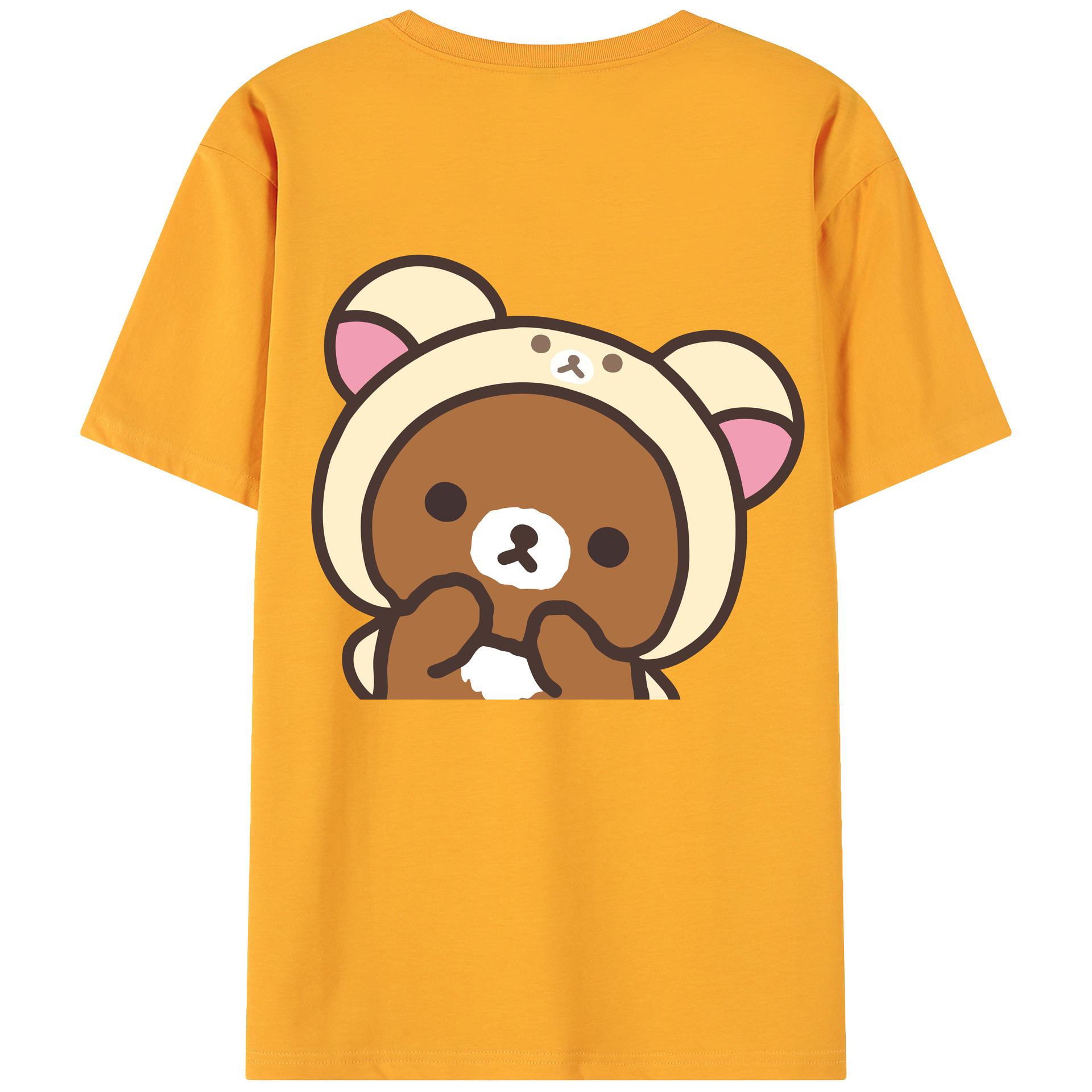 （画像用） リラックマ リラックマ キイロイトリ Rilakkuma Korilakkuma Kiiroitori 綿100％ メンズ半袖Tシャツ（バックプリント） 通気性