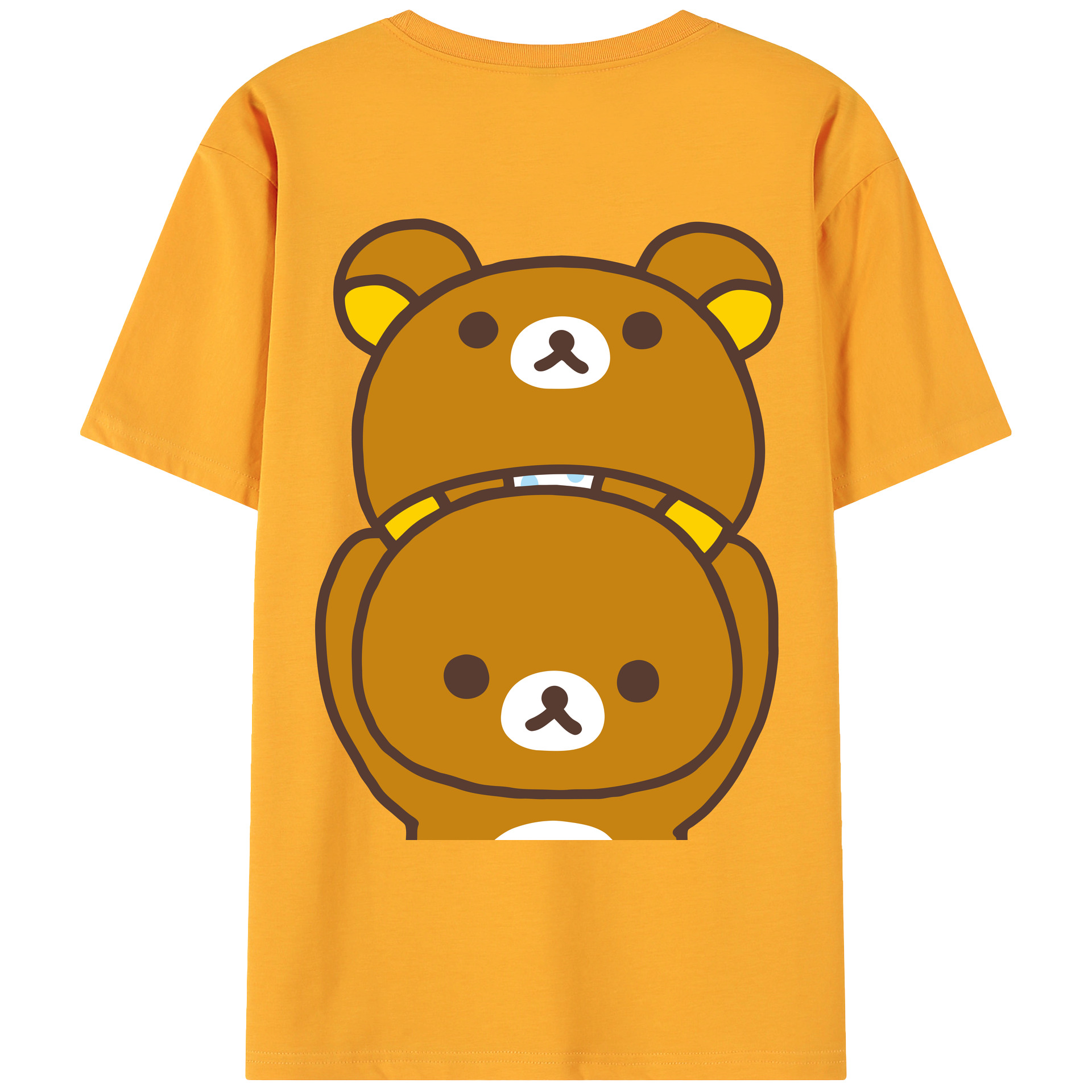 （画像用） リラックマ リラックマ キイロイトリ Rilakkuma Korilakkuma Kiiroitori 綿100％ メンズ半袖Tシャツ（バックプリント） 通気性