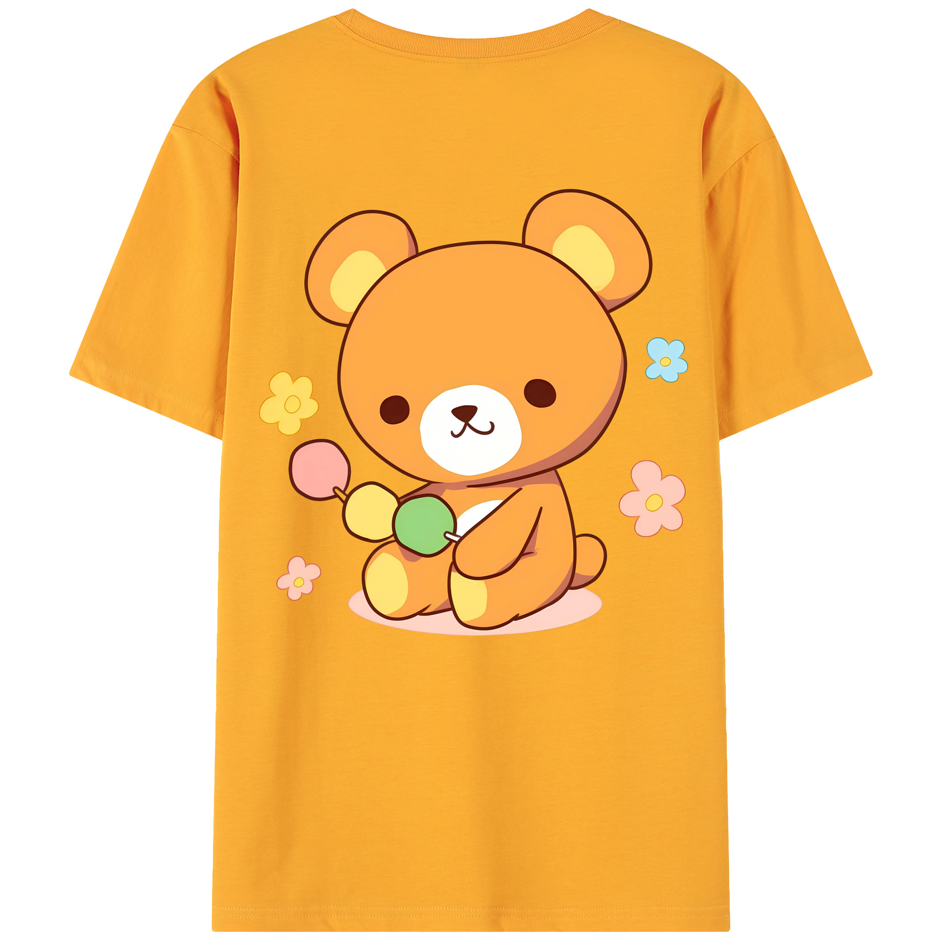 （画像用） リラックマ リラックマ キイロイトリ Rilakkuma Korilakkuma Kiiroitori 綿100％ メンズ半袖Tシャツ（バックプリント） 通気性