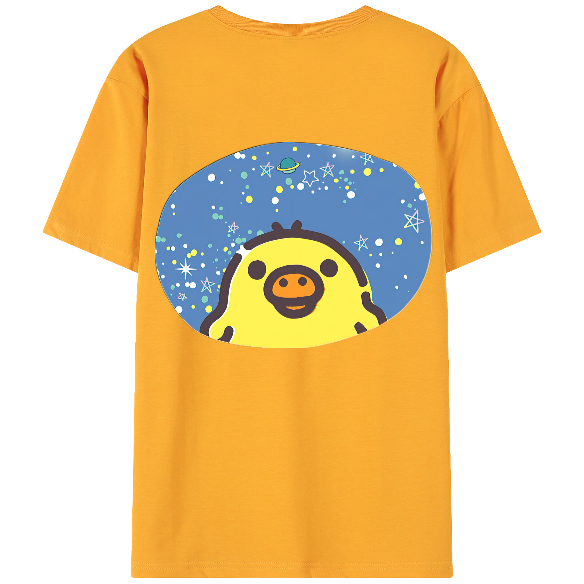 （画像用） リラックマ リラックマ キイロイトリ Rilakkuma Korilakkuma Kiiroitori 綿100％ メンズ半袖Tシャツ（バックプリント） 通気性