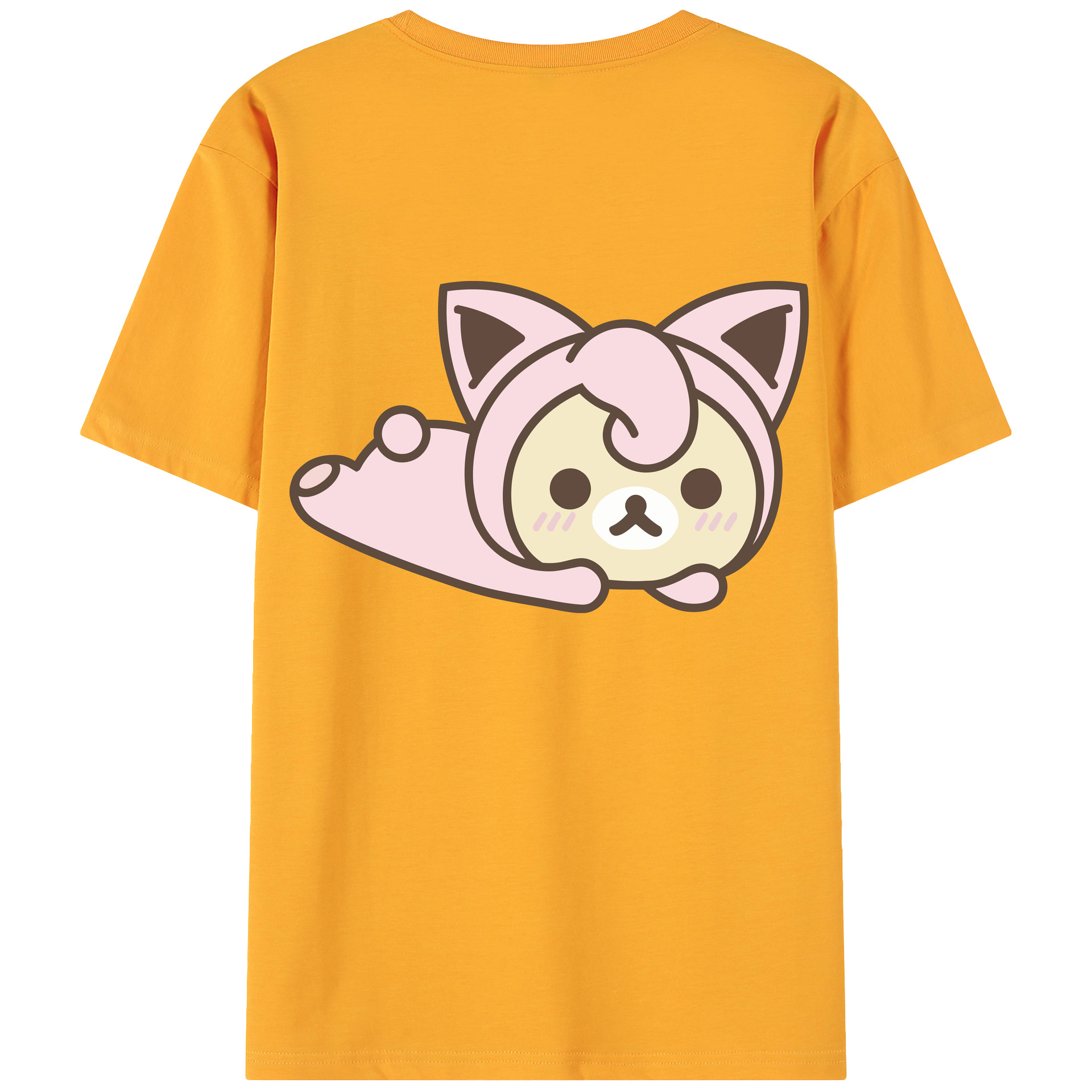 （画像用） リラックマ リラックマ キイロイトリ Rilakkuma Korilakkuma Kiiroitori 綿100％ メンズ半袖Tシャツ（バックプリント） 通気性