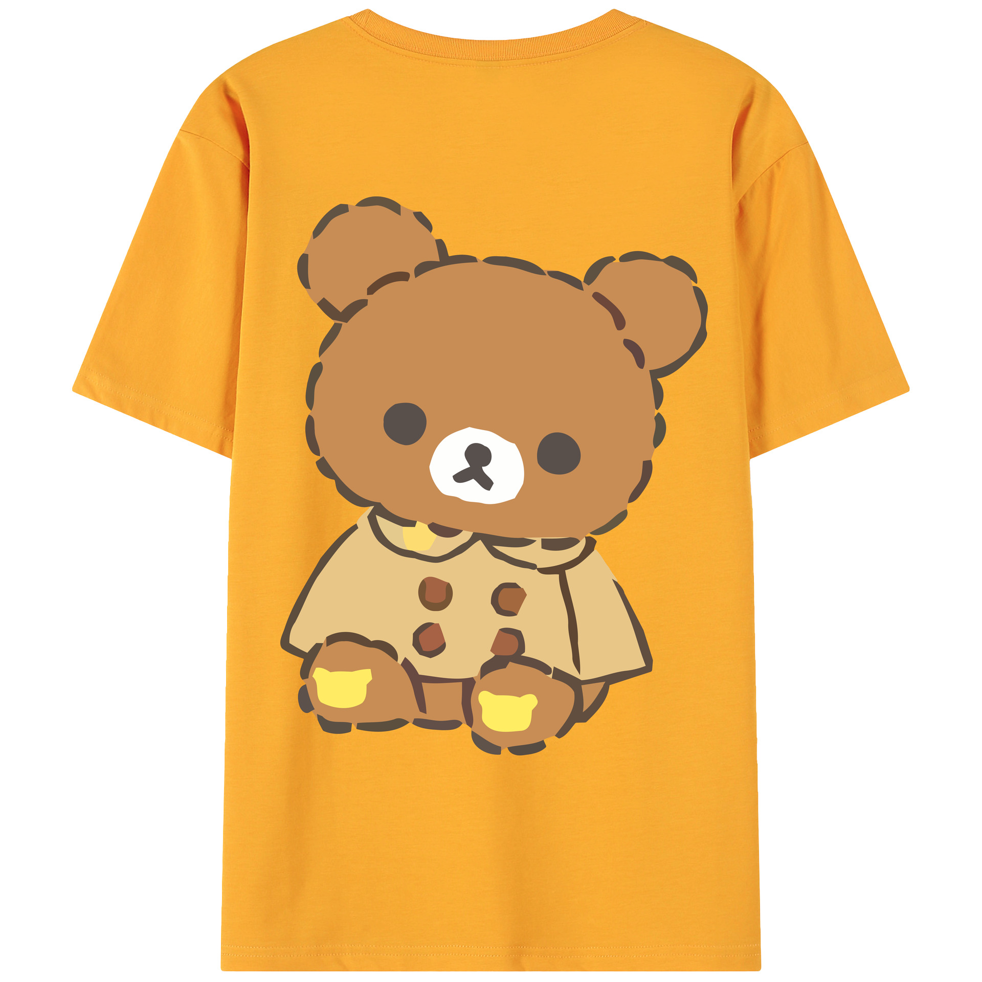 （画像用） リラックマ リラックマ キイロイトリ Rilakkuma Korilakkuma Kiiroitori 綿100％ メンズ半袖Tシャツ（バックプリント） 通気性